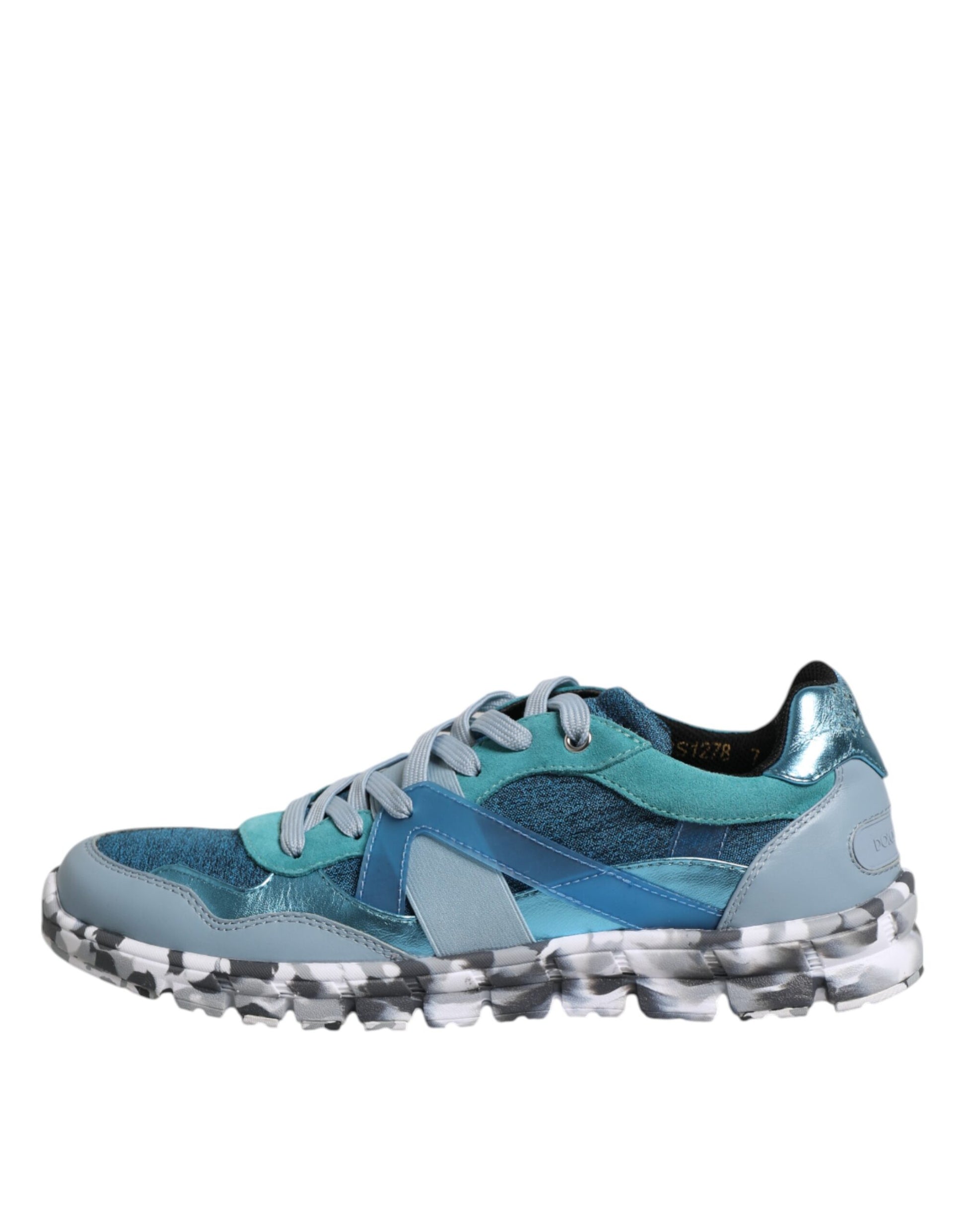 Blue and white sneaker with laces