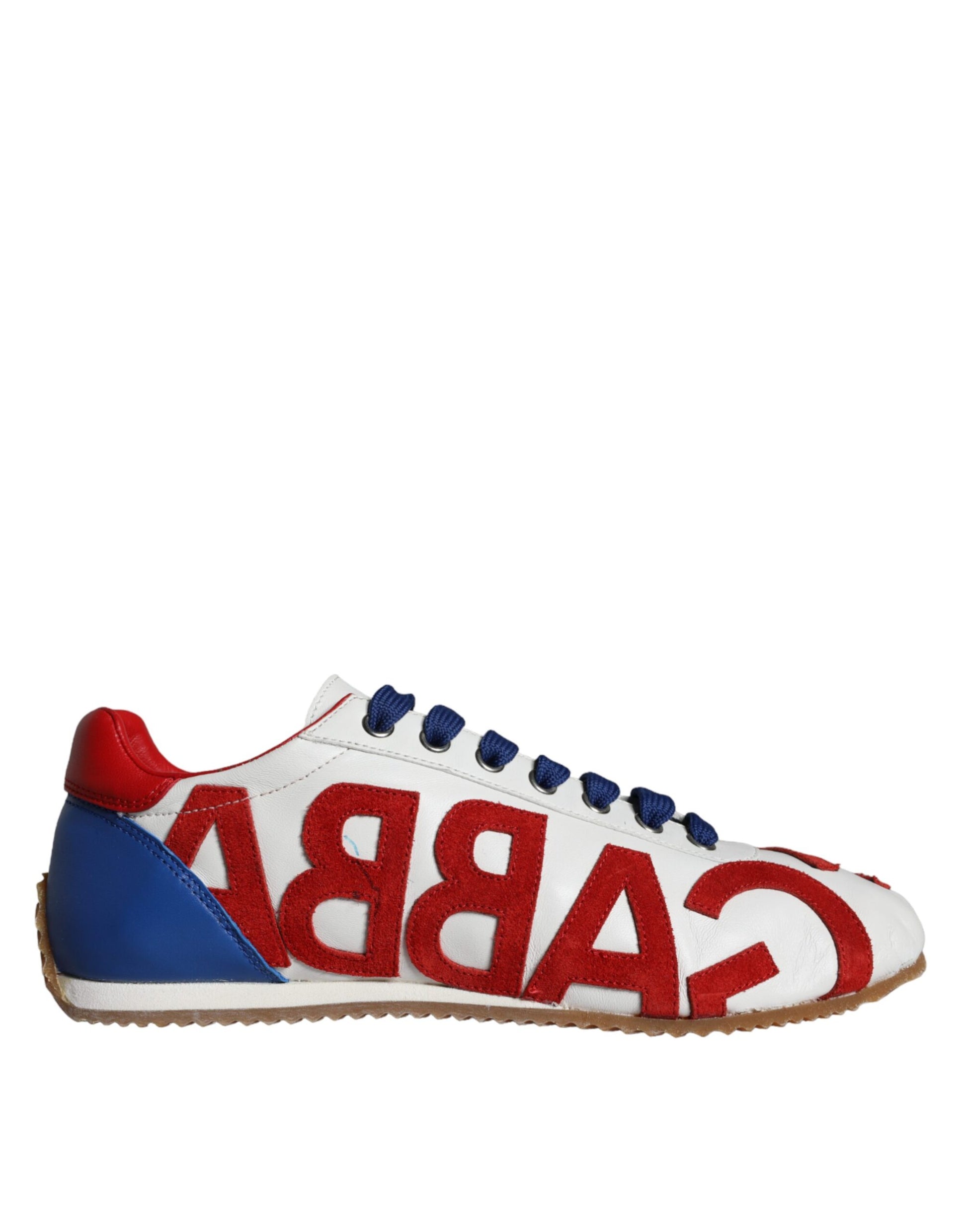 Red white blue sneaker with logo on side