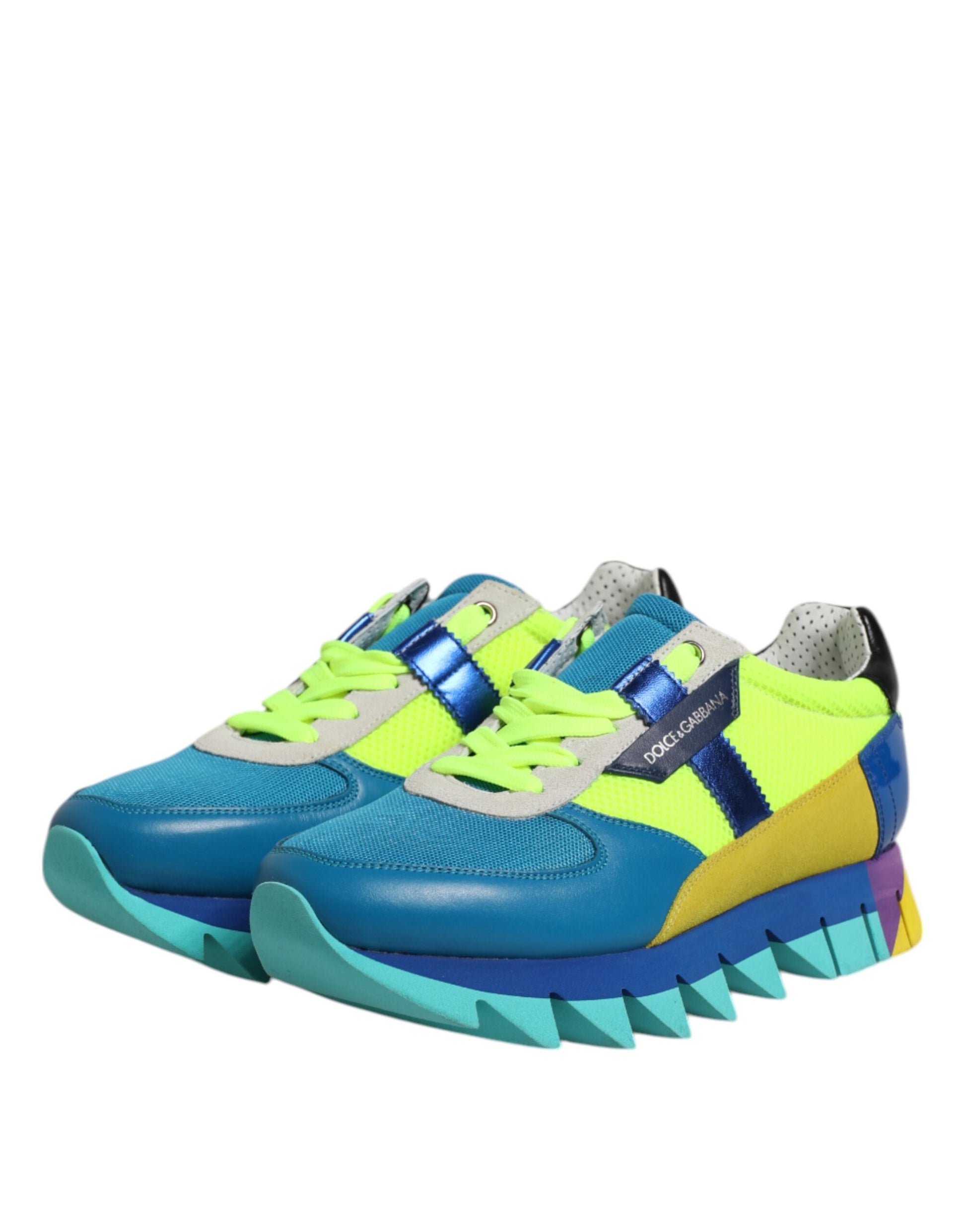 Brightly colored sneakers with laces