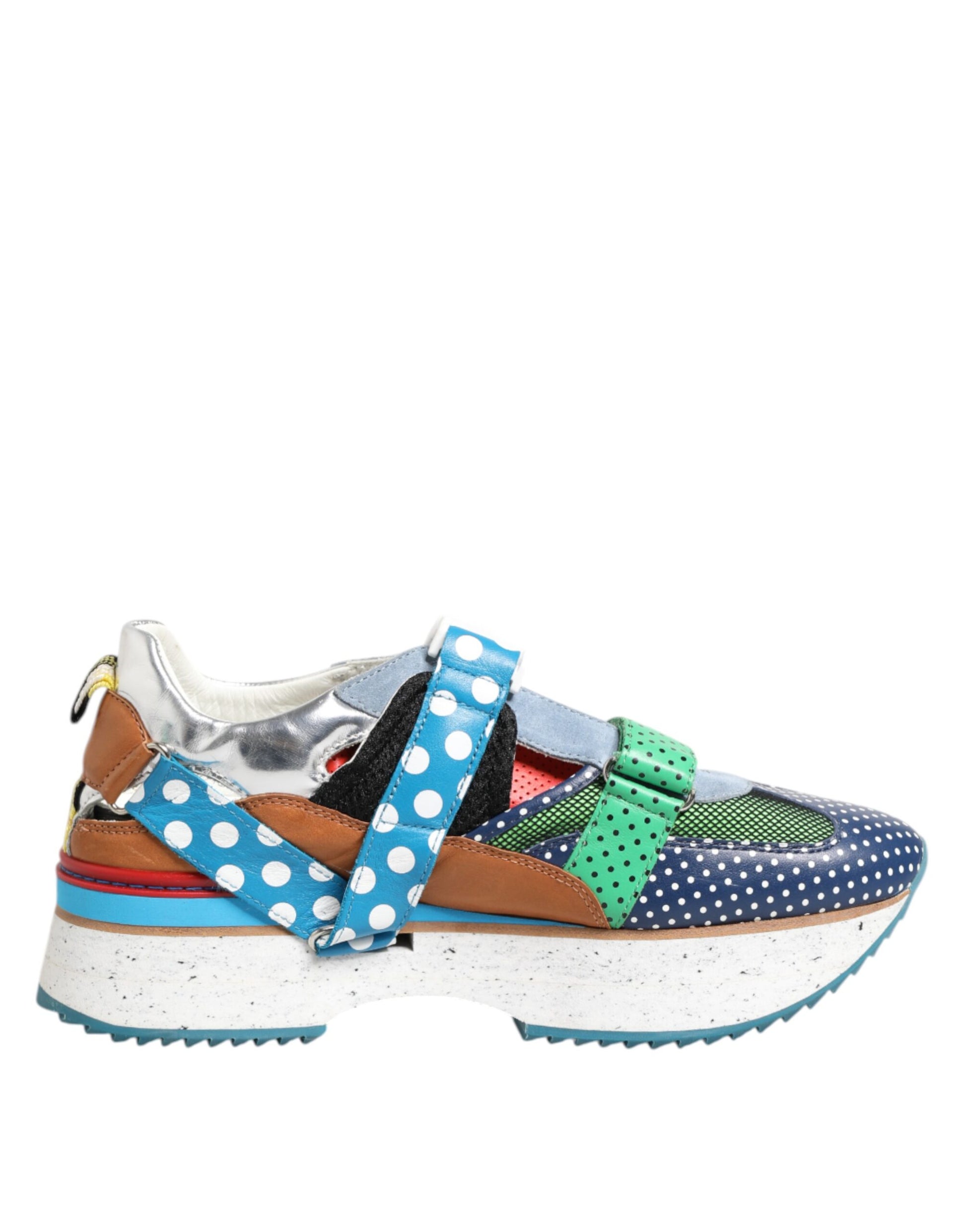 Colorful children's shoe with polka dots and straps