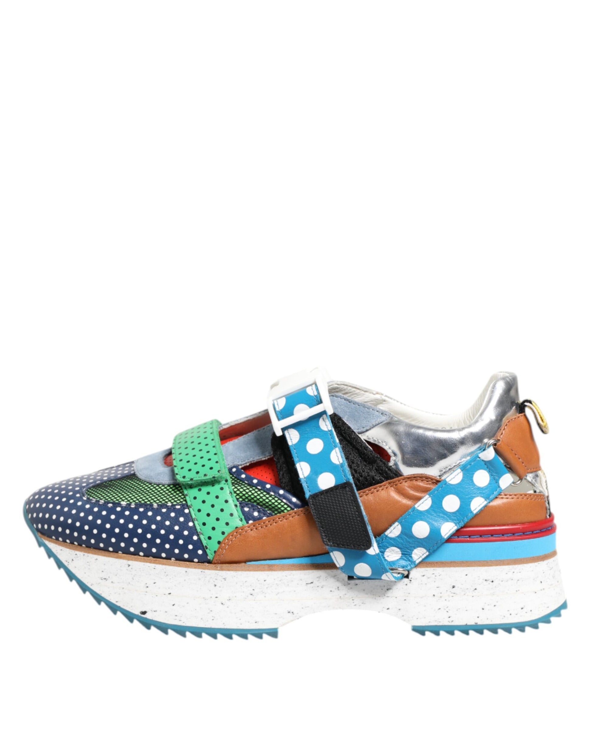 Colorful children's shoe with polka dots and straps