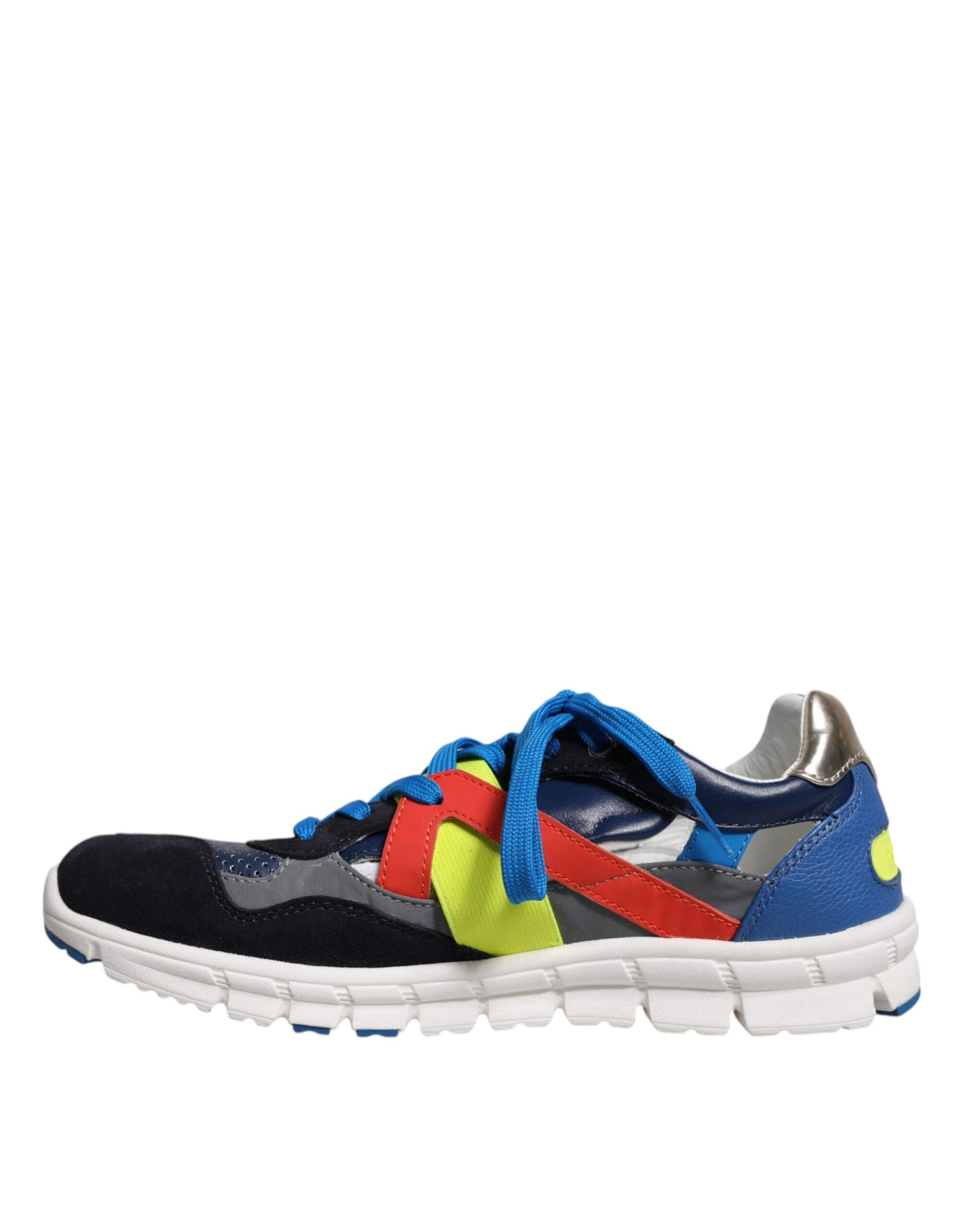 Colorful sneakers with white soles and laces