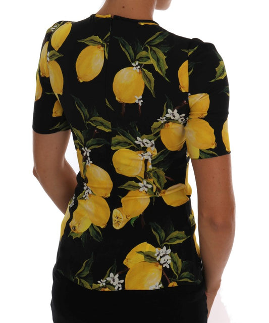 Black shirt with yellow lemon print