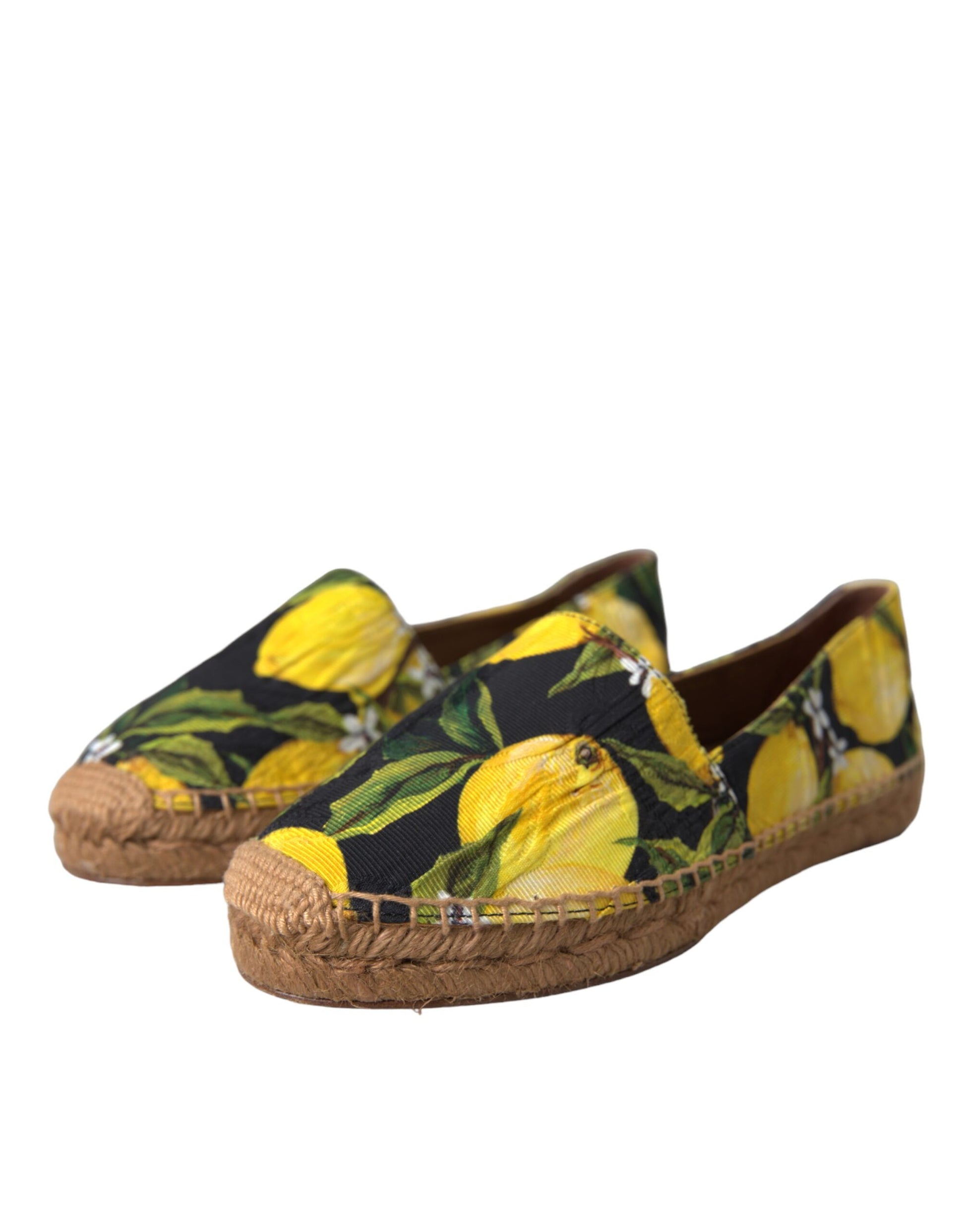 Pair of women's shoes with yellow flower pattern