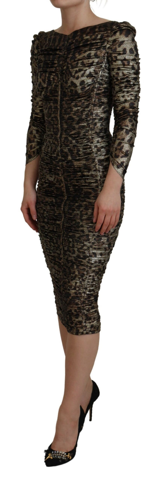 A black and white patterned dress with a fitted silhouette