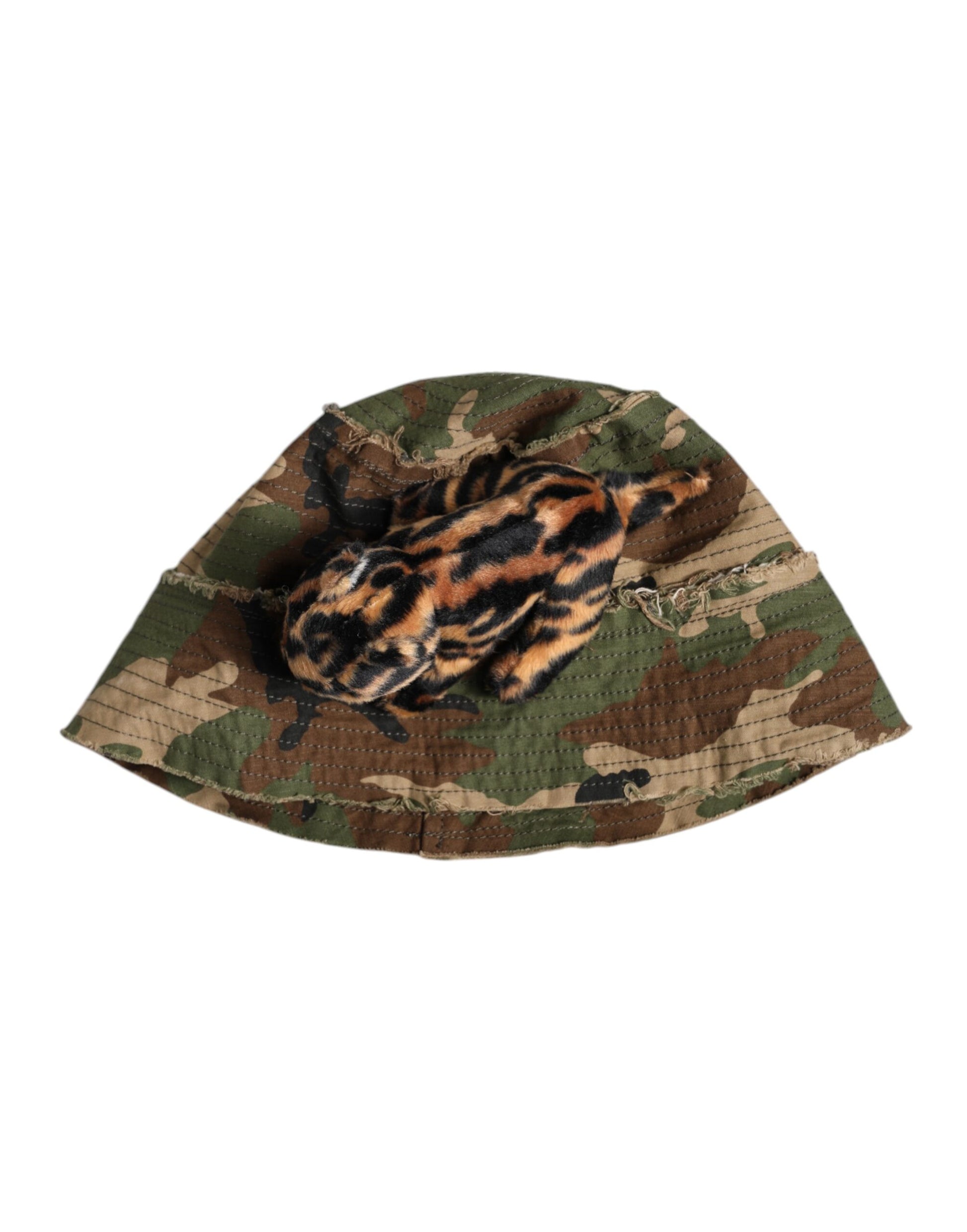 Camouflage hat with fur trim