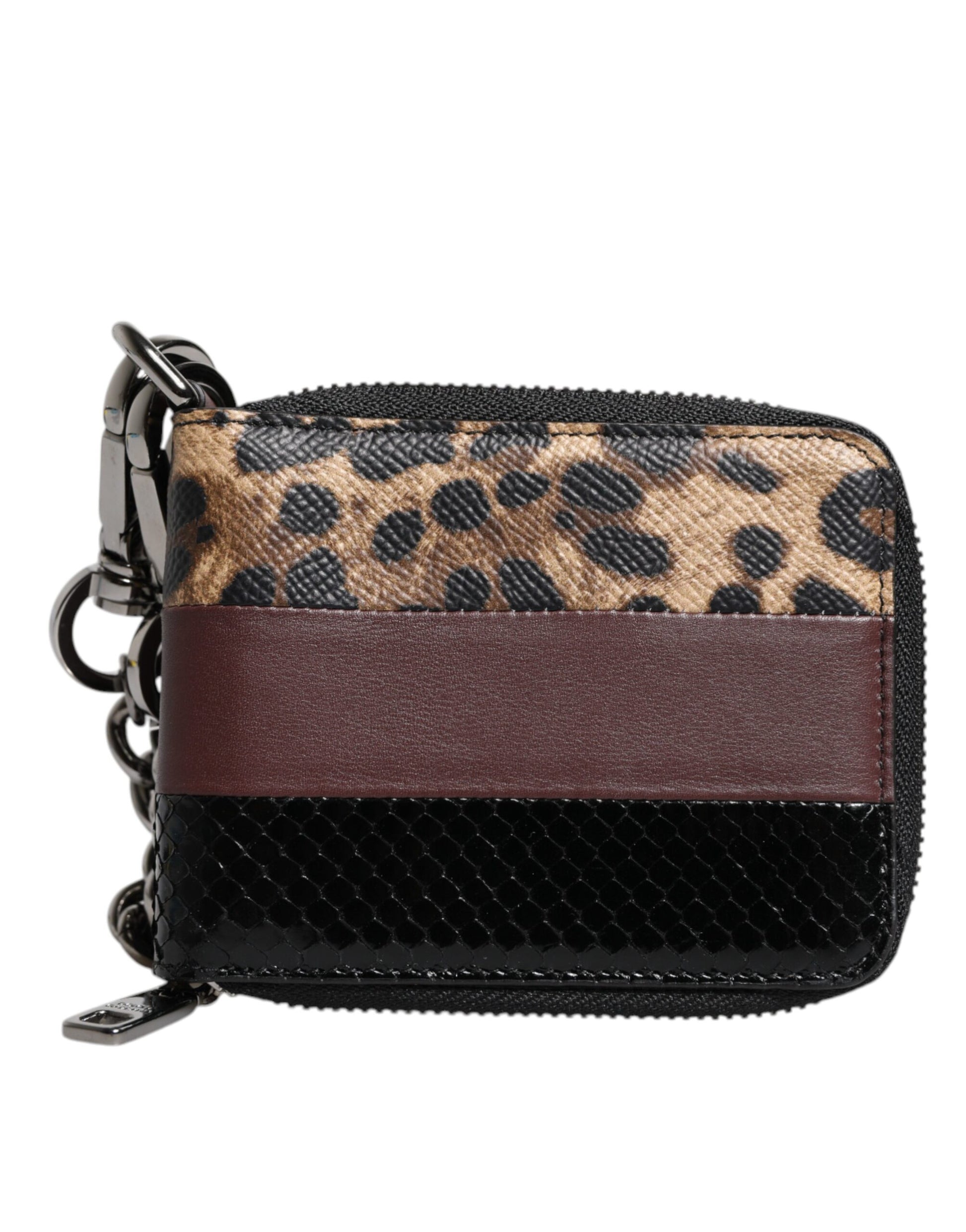 Zebra print wallet with brown trim
