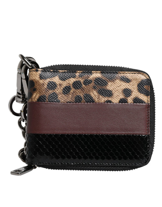 Zebra print wallet with brown trim