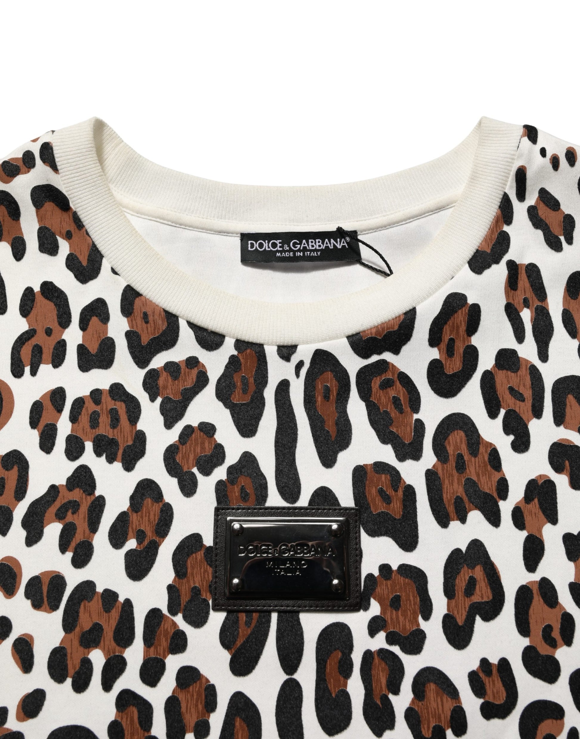 A multicolored leopard print crew neck t-shirt by Dolce & Gabbana