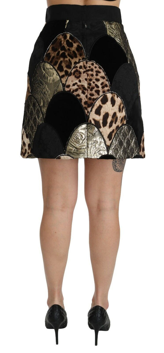 Leopard print skirt with gold accents