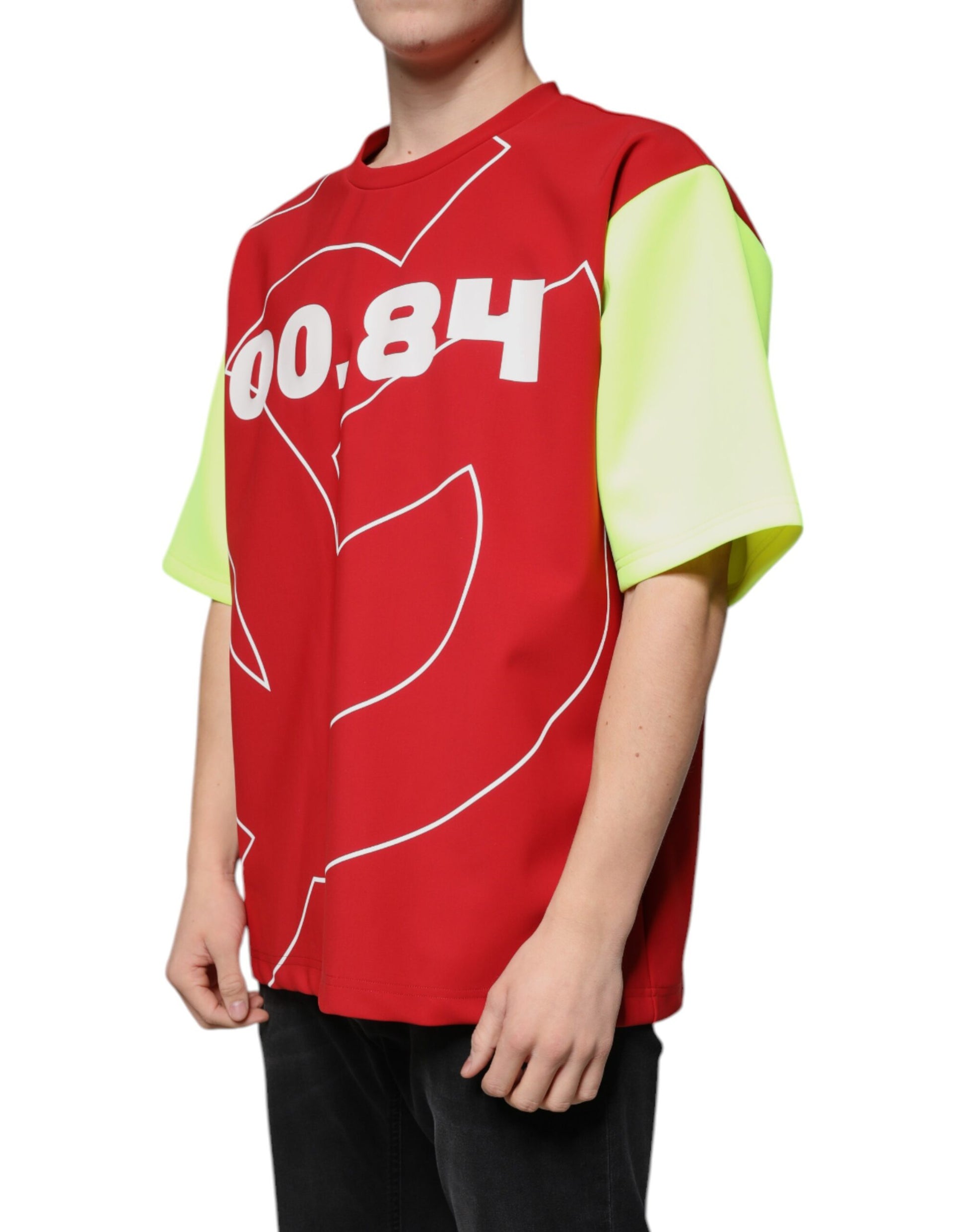 Red and yellow sports jersey with white lettering