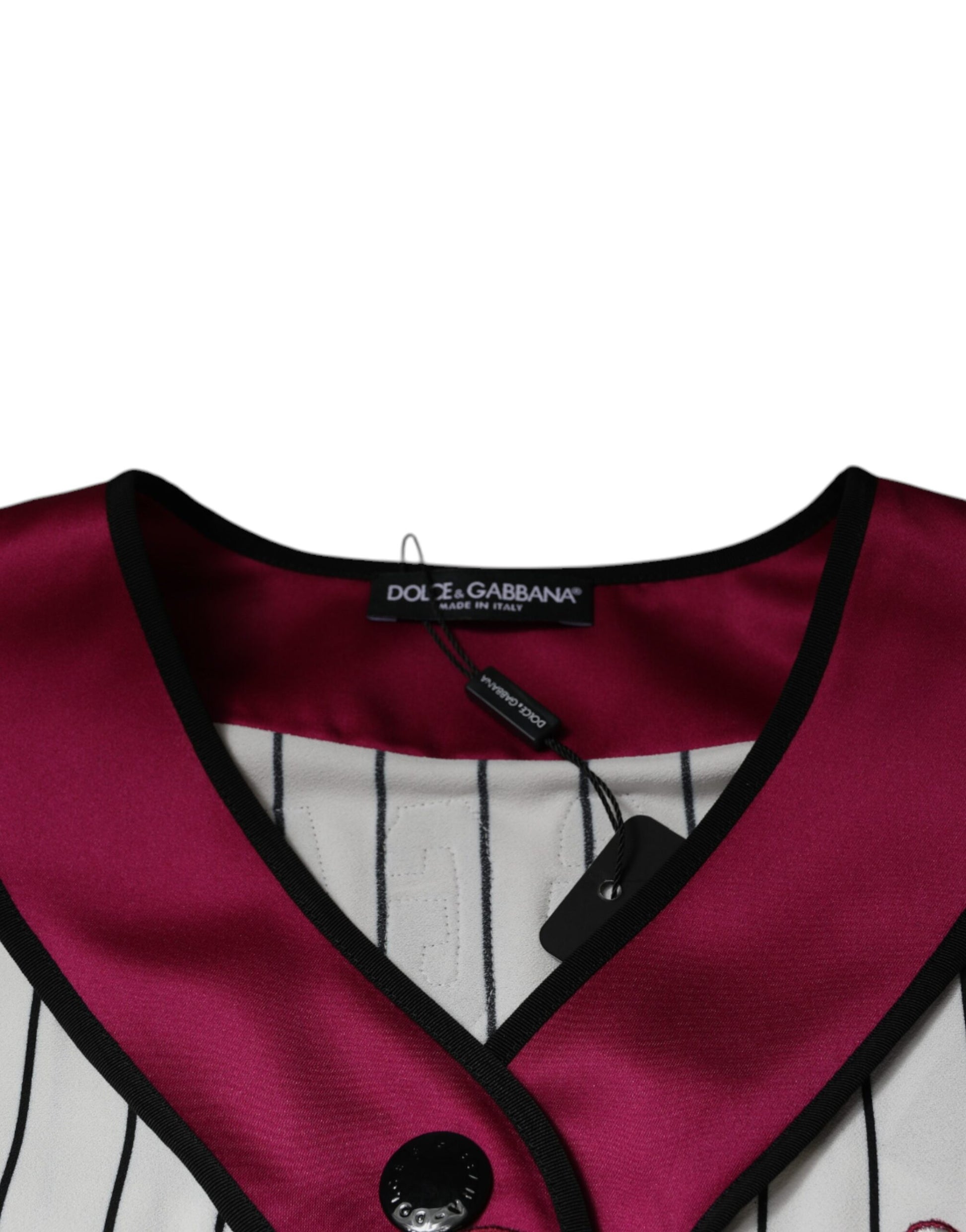 Red pajama top with white stripes