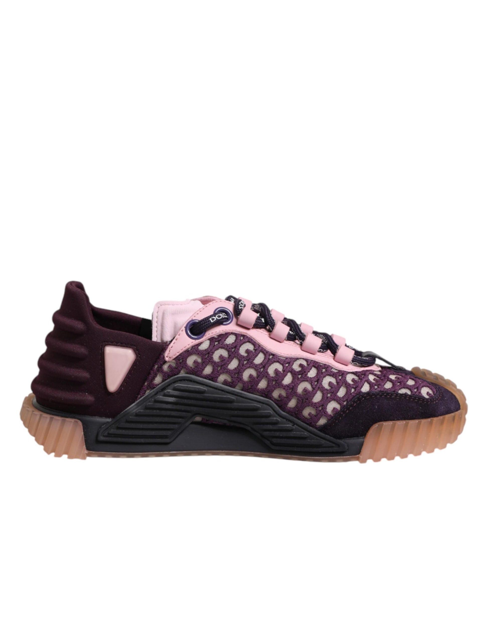 Pink and purple sneaker with laces