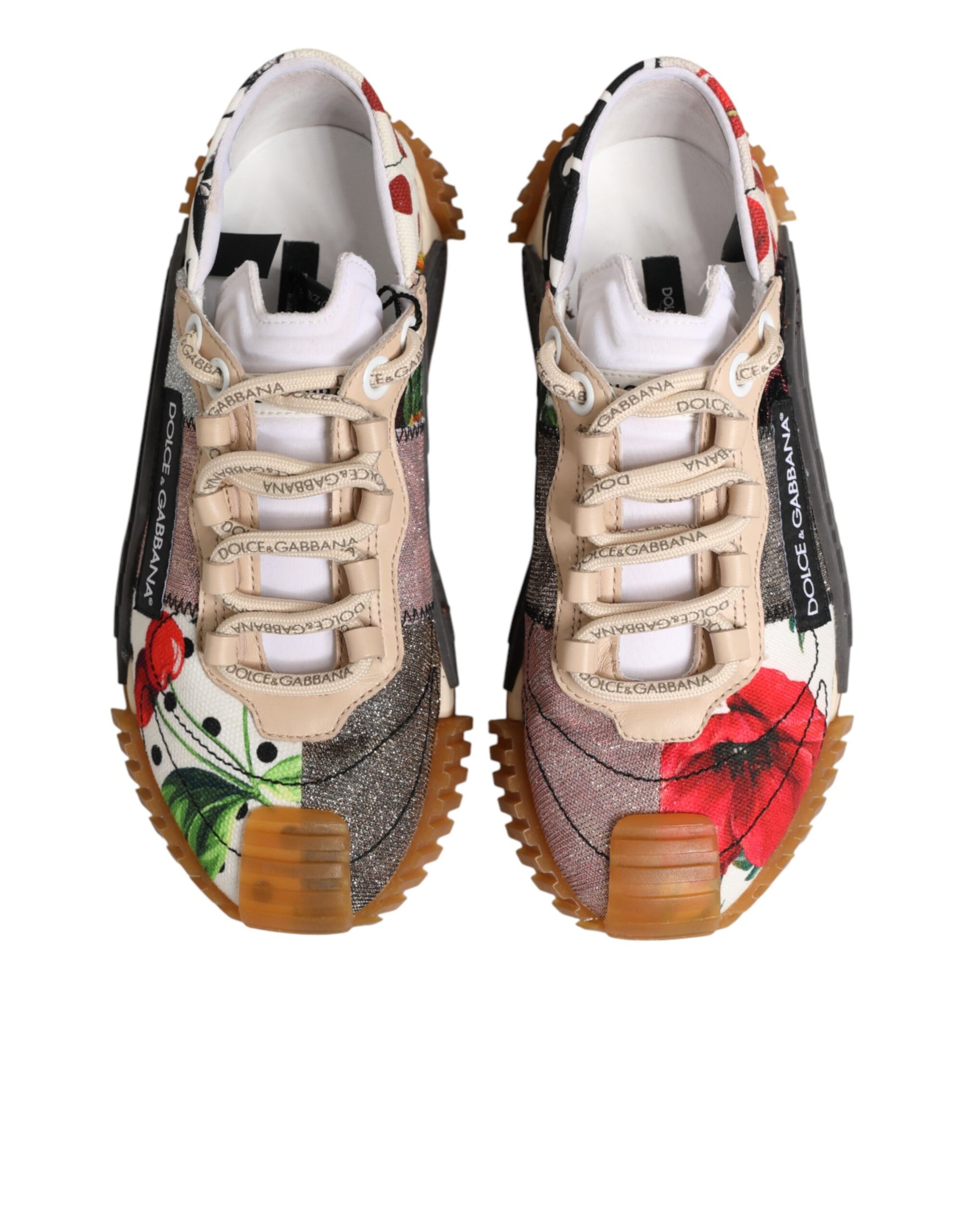 Pair of sneakers with floral pattern on side