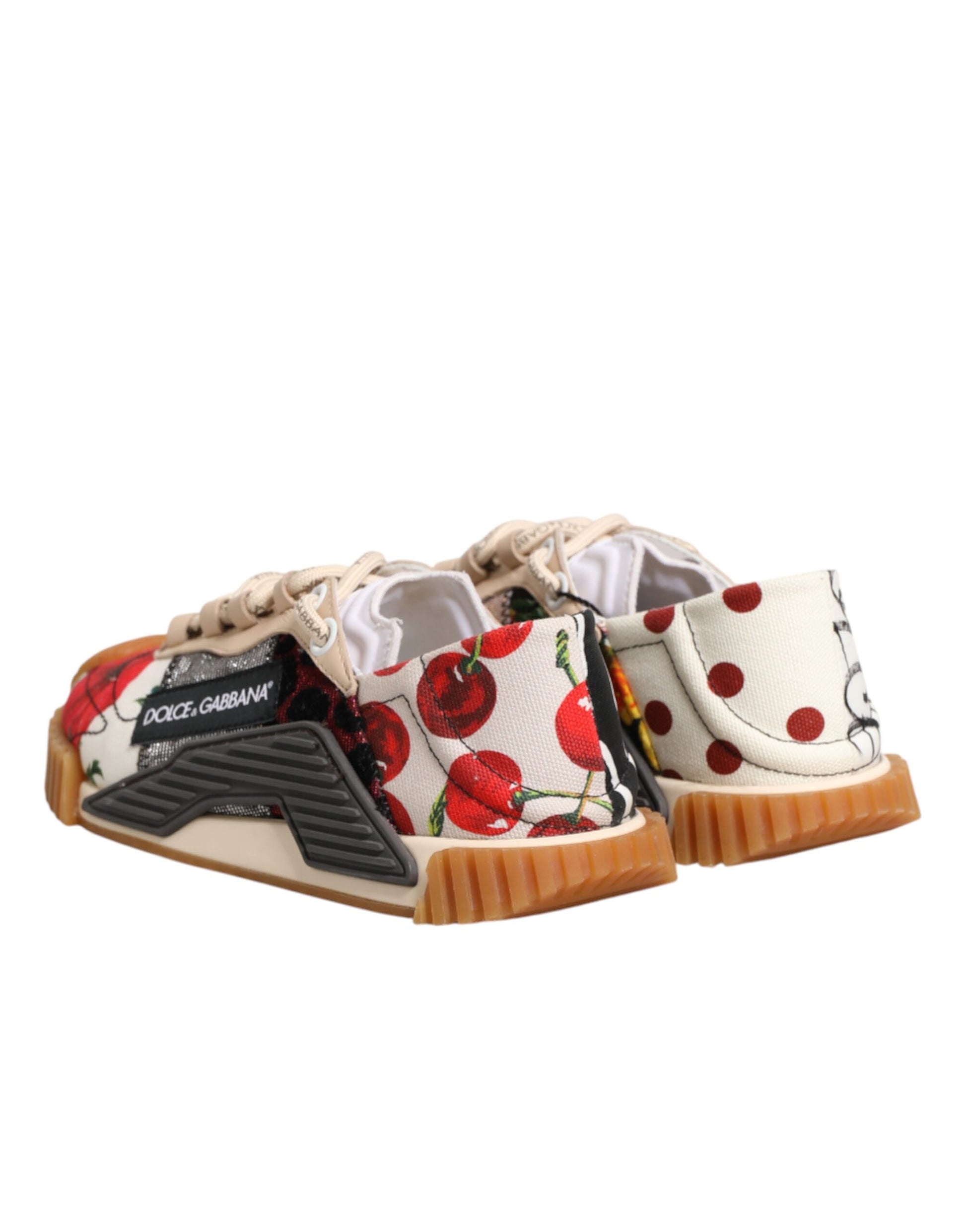 Pair of colorful sneakers with red cherry print
