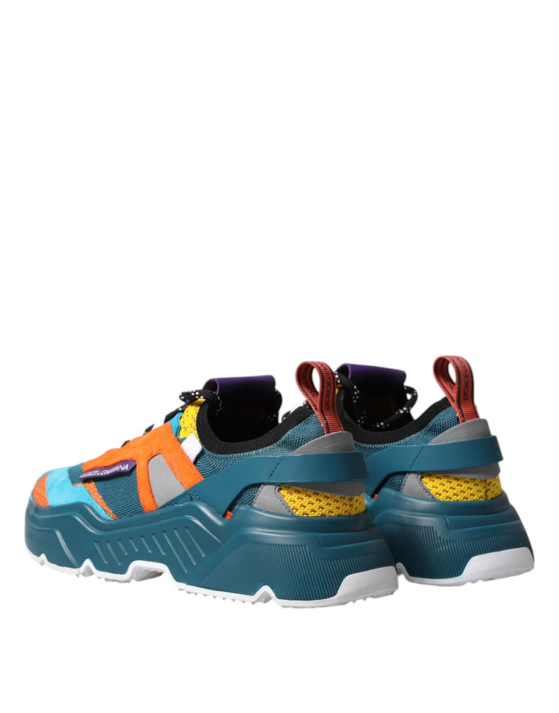 Colorful sneakers with laces, straps, and buckles