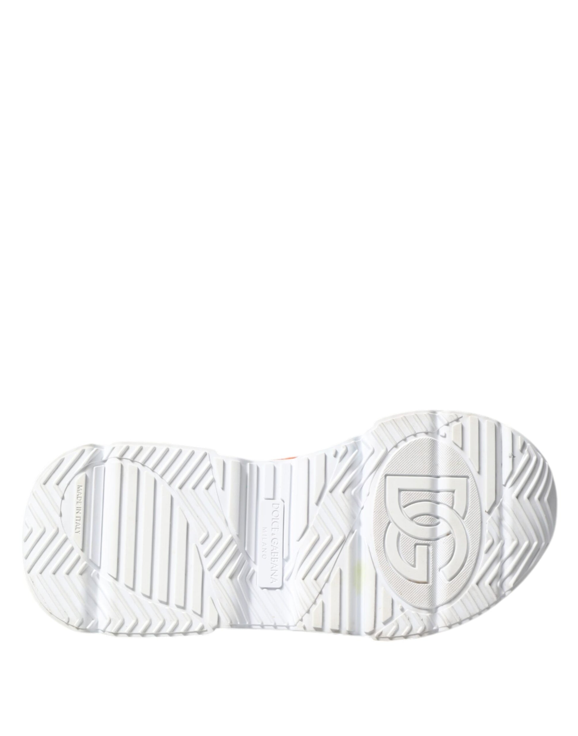 White sneaker with black logo on side