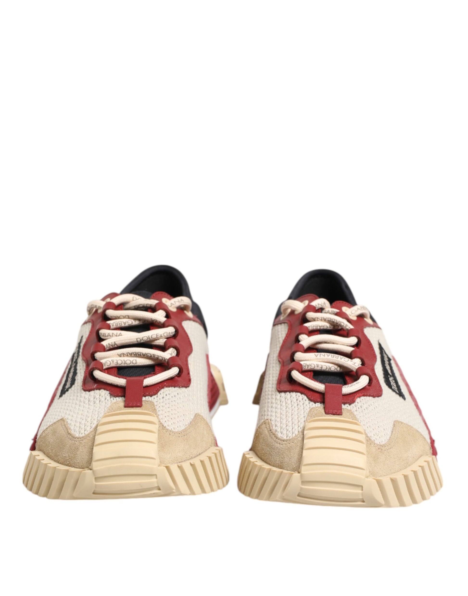 Pair of men's sneakers with laces, featuring a multicolored design and chunky soles