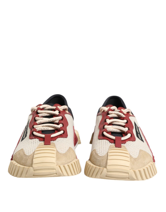 Pair of men's sneakers with laces, featuring a multicolored design and chunky soles