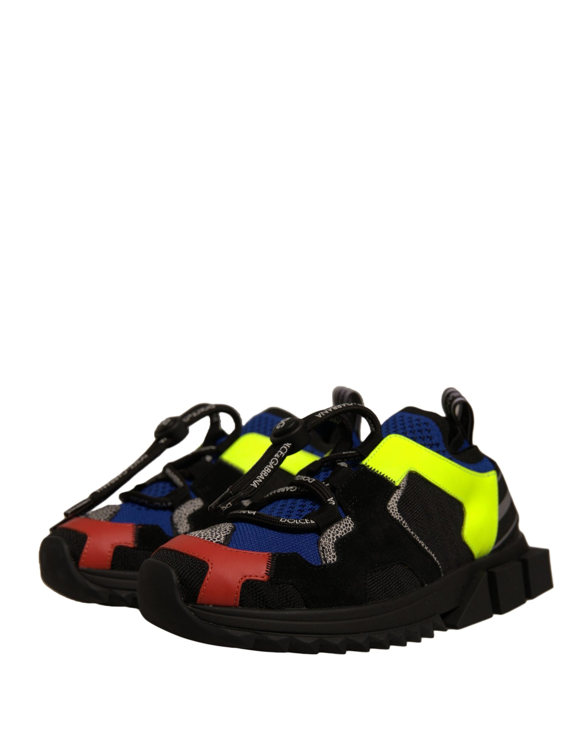 Colorful baby shoes with red, blue, yellow, and black patterns