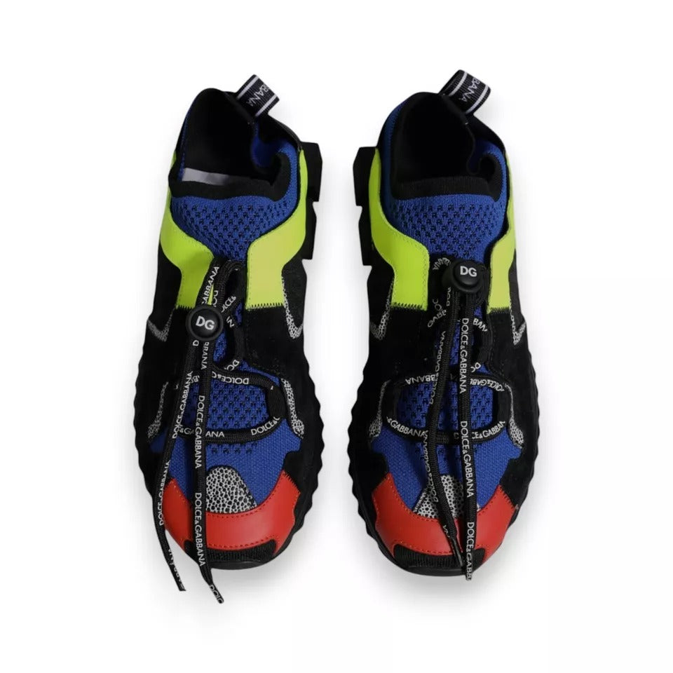 Pair of colorful hiking shoes with laces