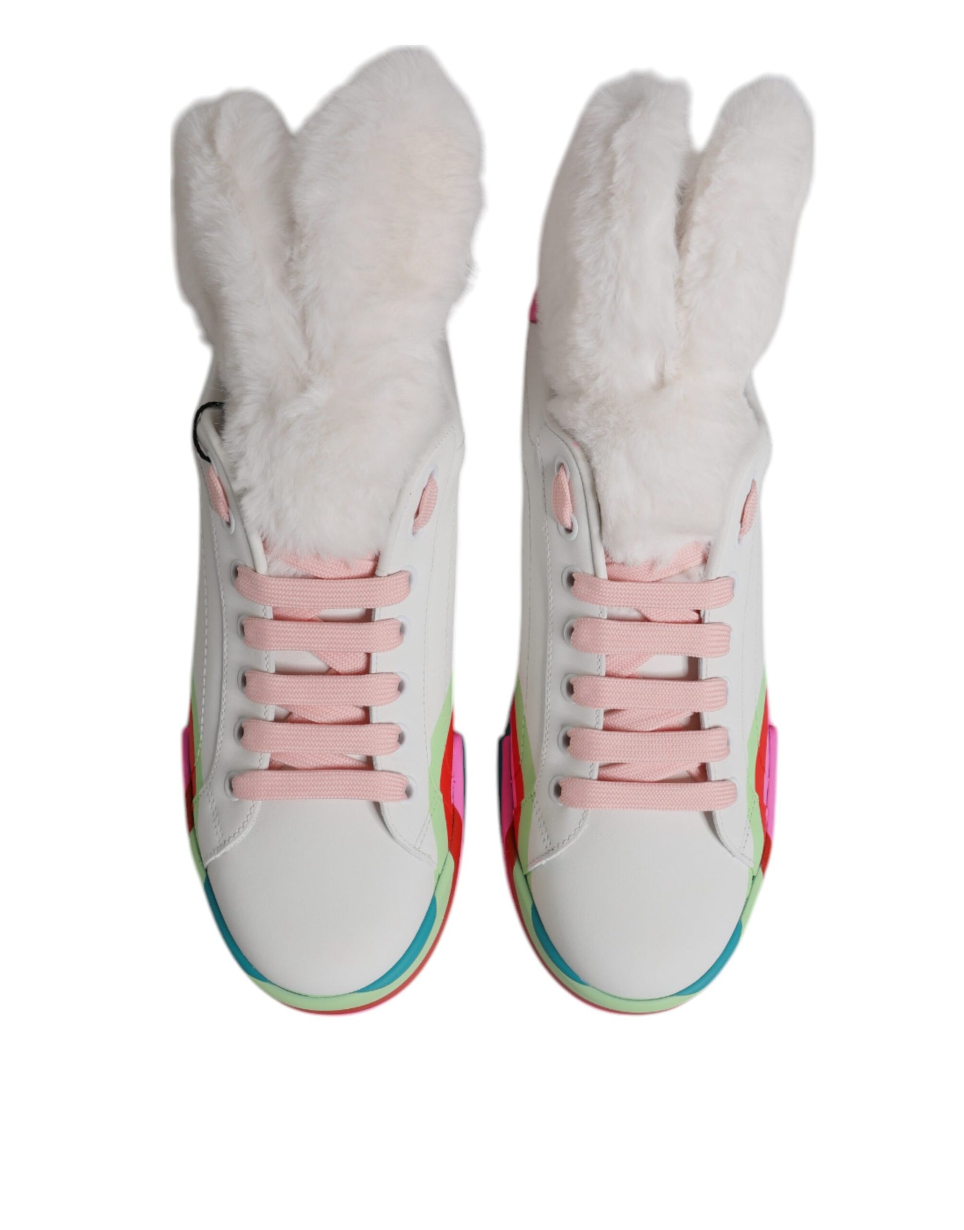 Pair of sneakers with furry tops