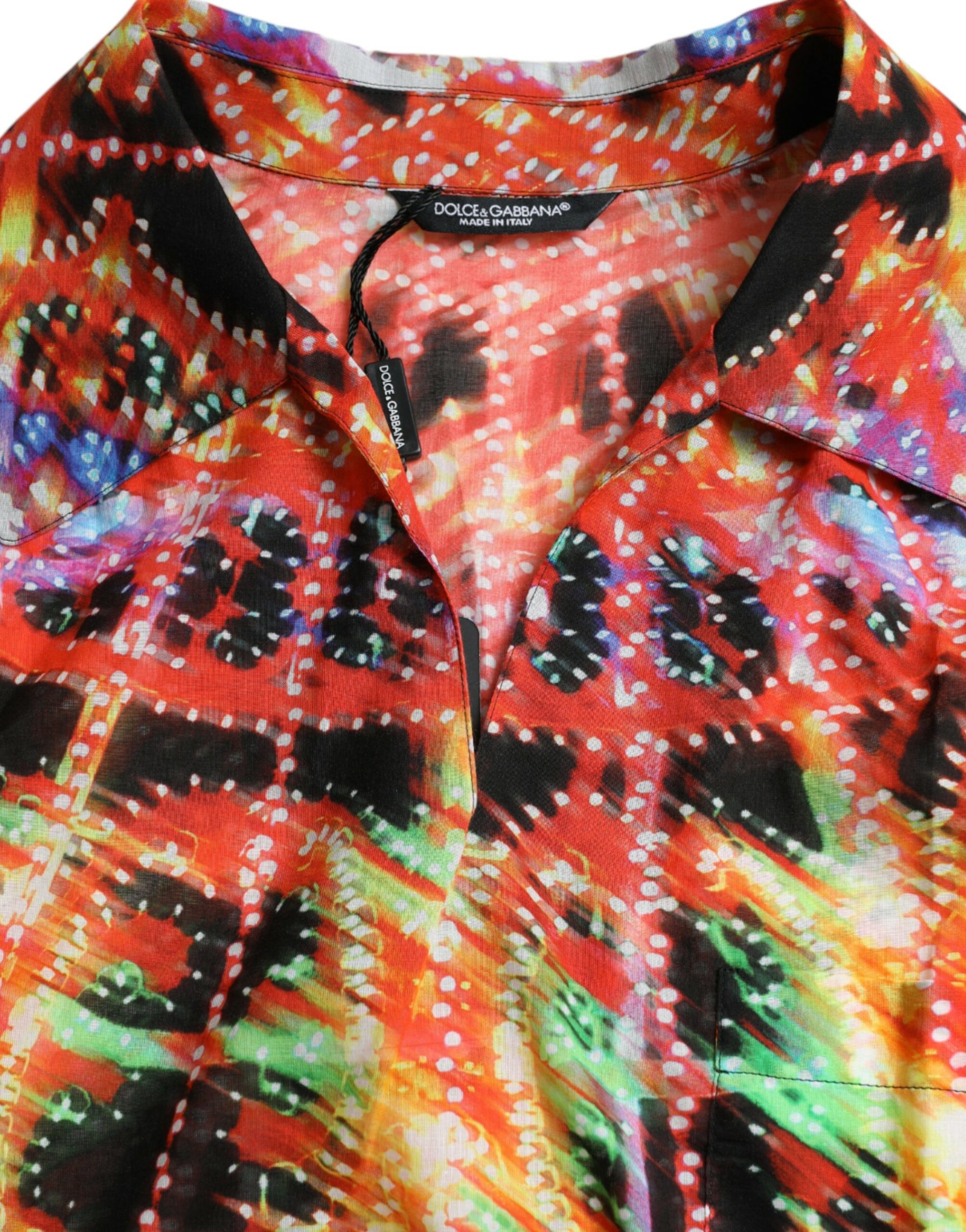 Colorful tie dye shirt on hanger