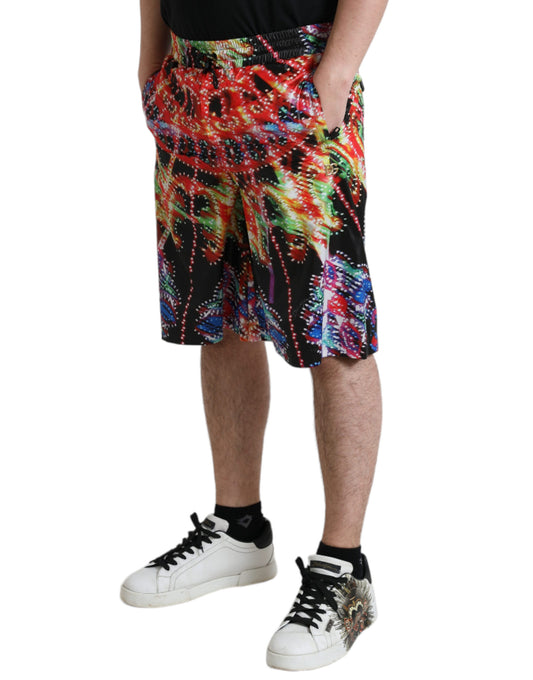 Man wearing colorful shorts and sneakers