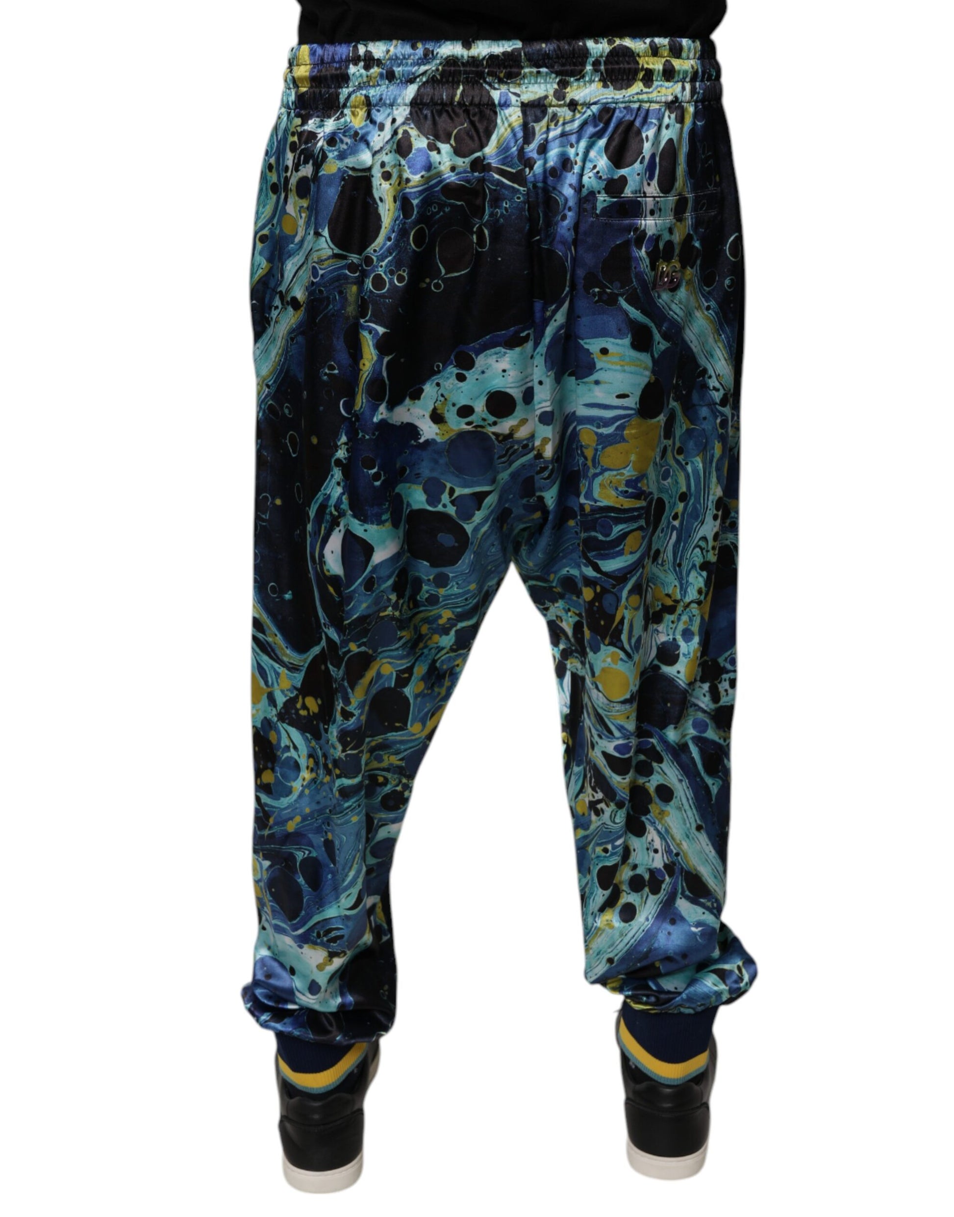 Pair of blue pants with a patterned design
