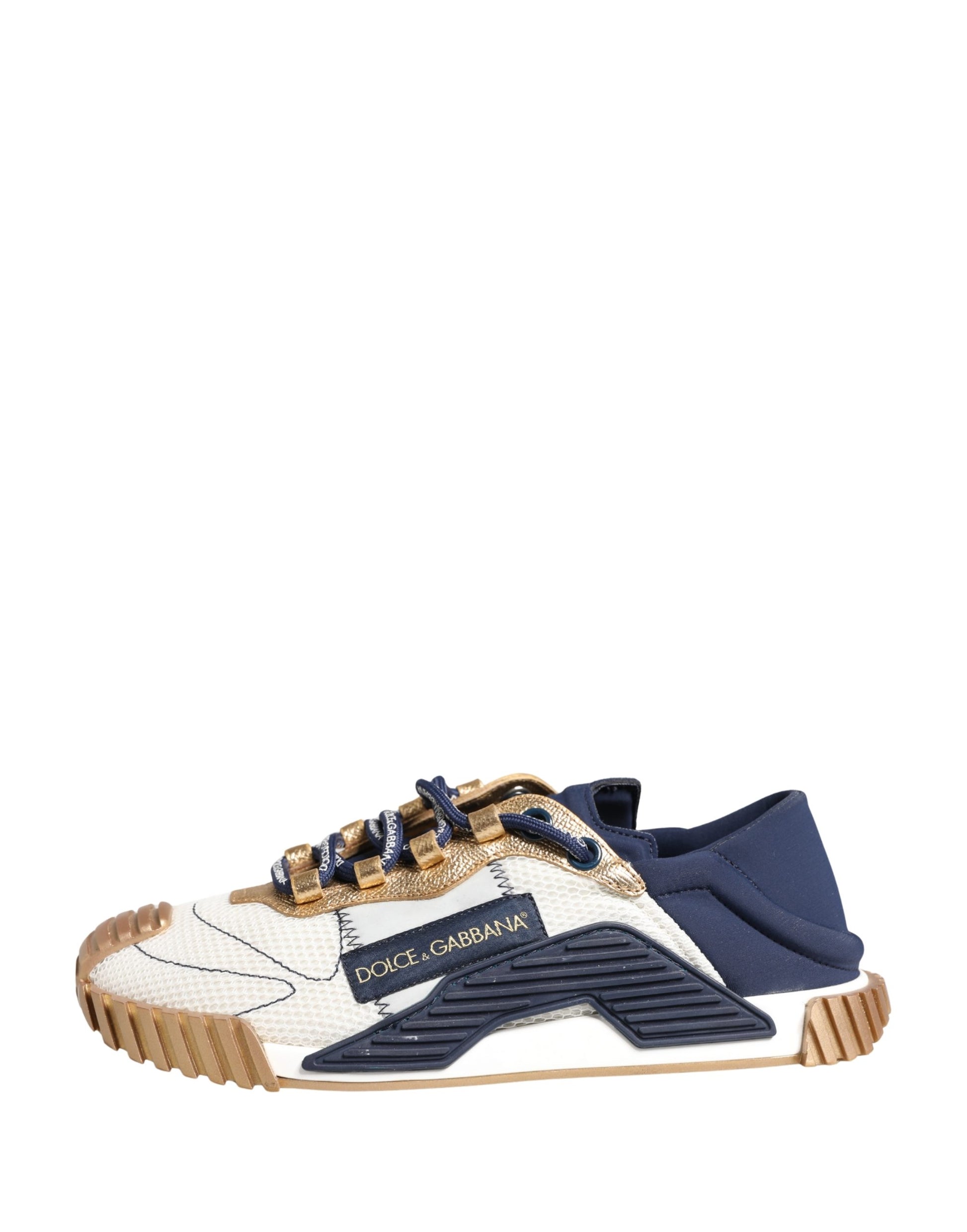 Blue and white sneaker with laces