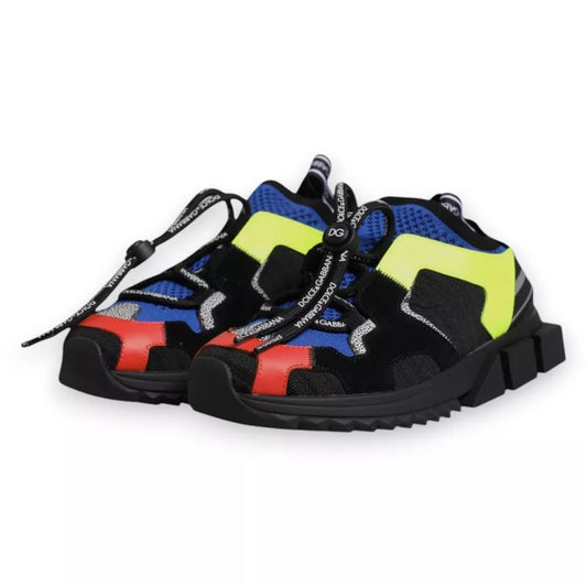 Colorful hiking shoes with laces and a strap