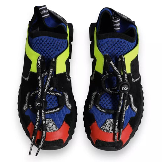 Pair of colorful hiking shoes with laces and a logo on the side