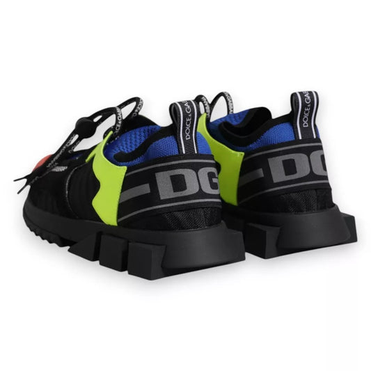 Pair of colorful athletic shoes with laces and a logo on the side
