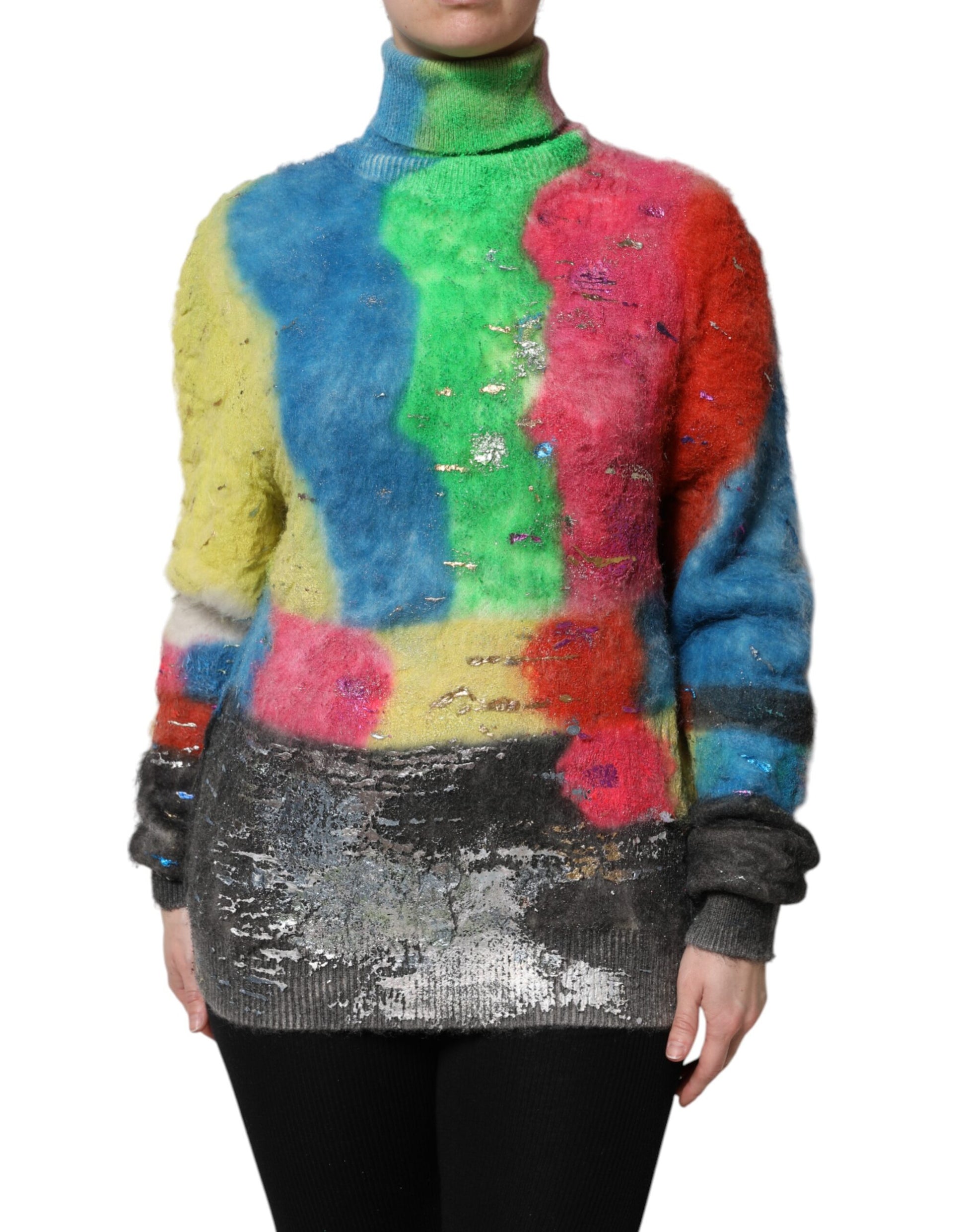 Colorful knit sweater with sequins