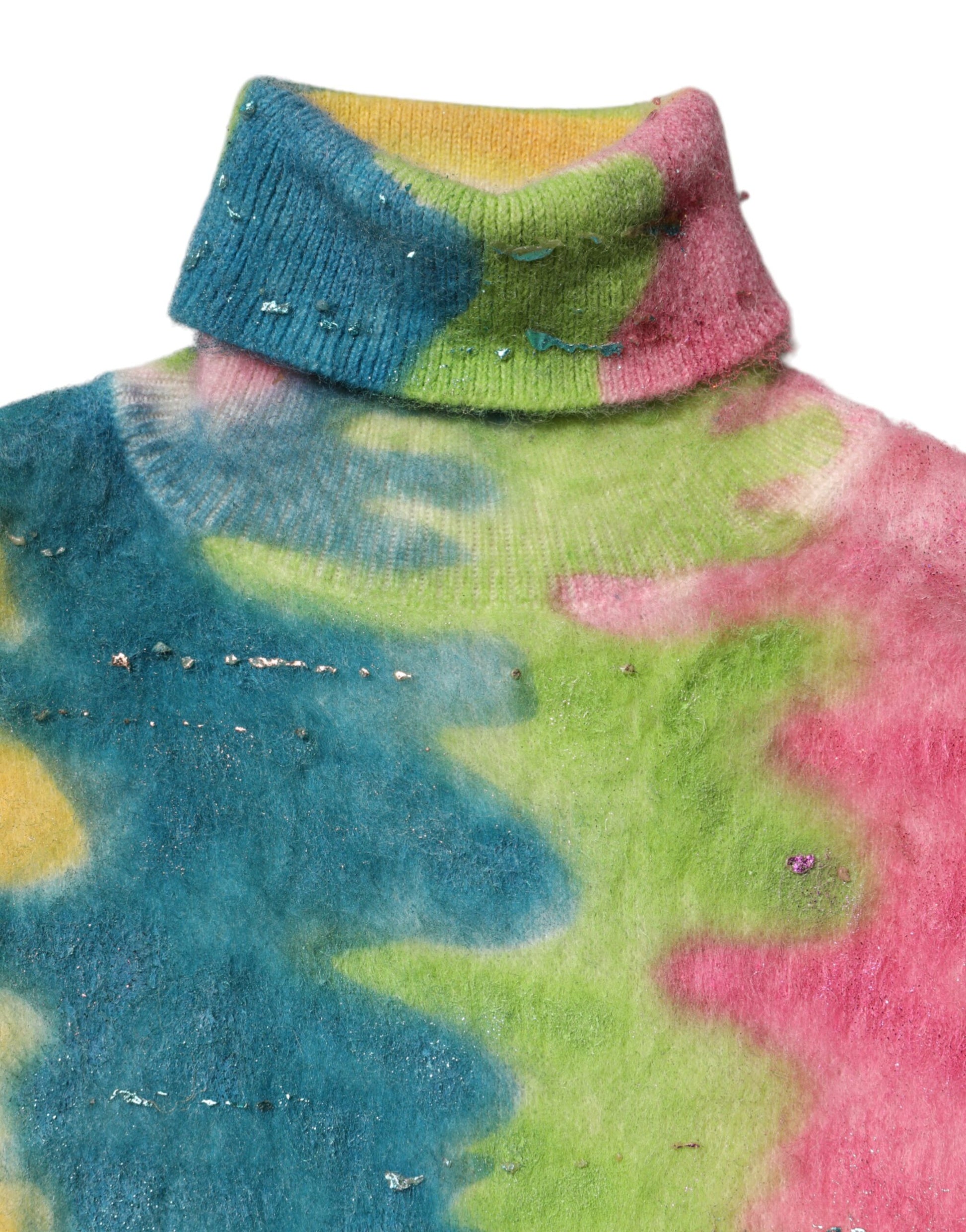 Colorful tie dye sweater on mannequin