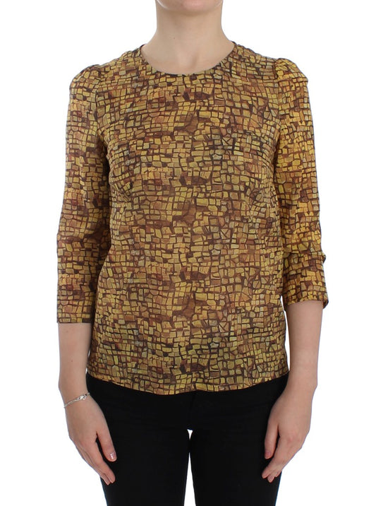 Brown patterned long sleeve top