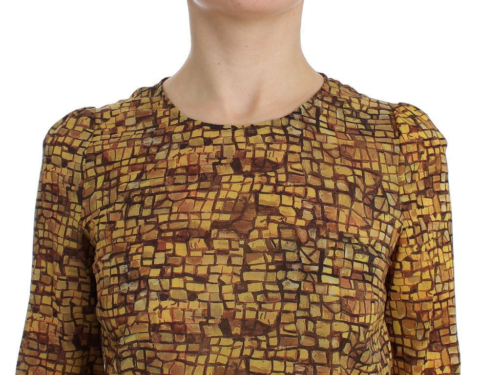 Brown and yellow patterned sleeveless top