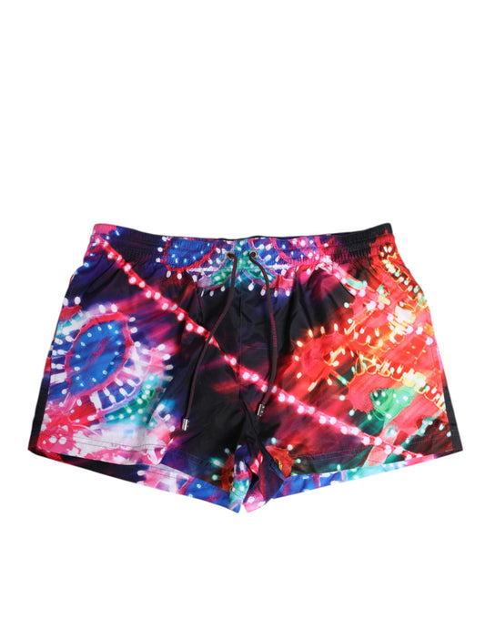 Colorful swim shorts with a pattern of lights