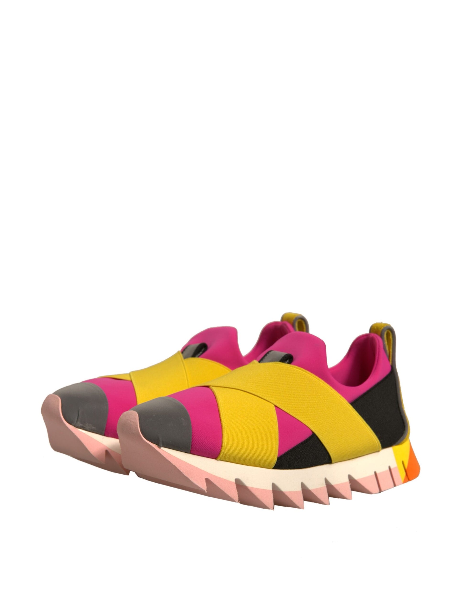 Colorful sneakers with pink laces