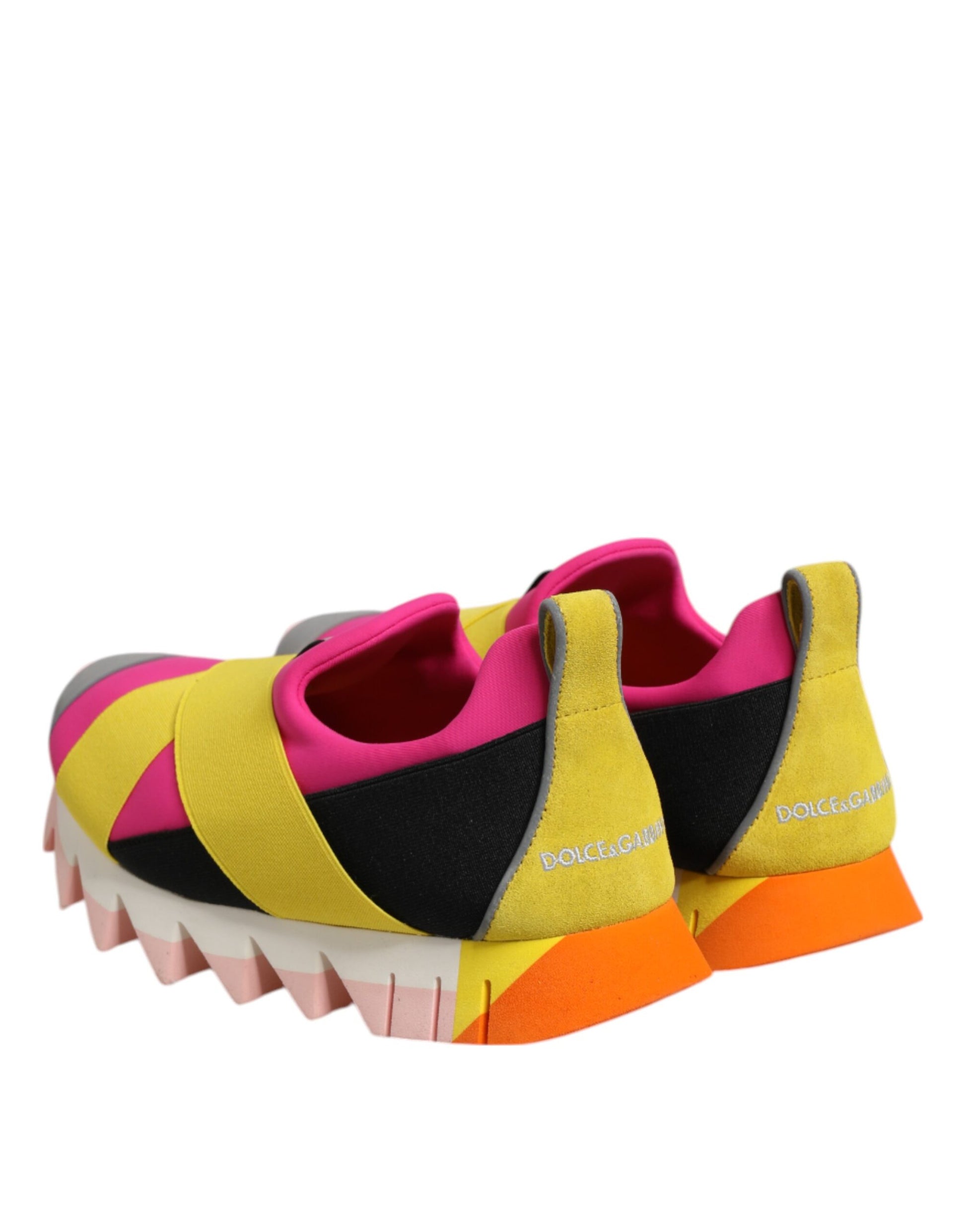 Colorful sneakers with pink laces