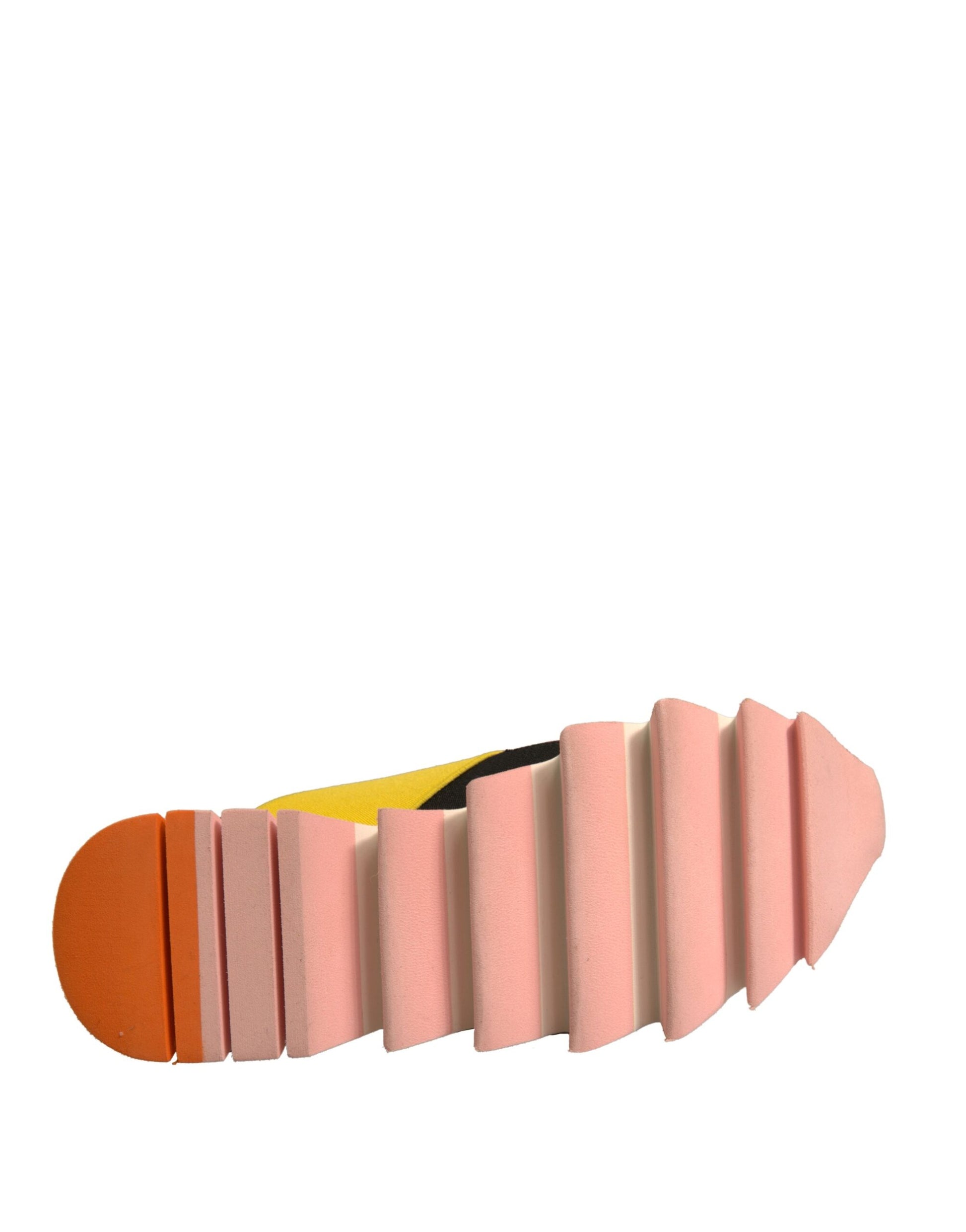 Pink shoe with orange sole