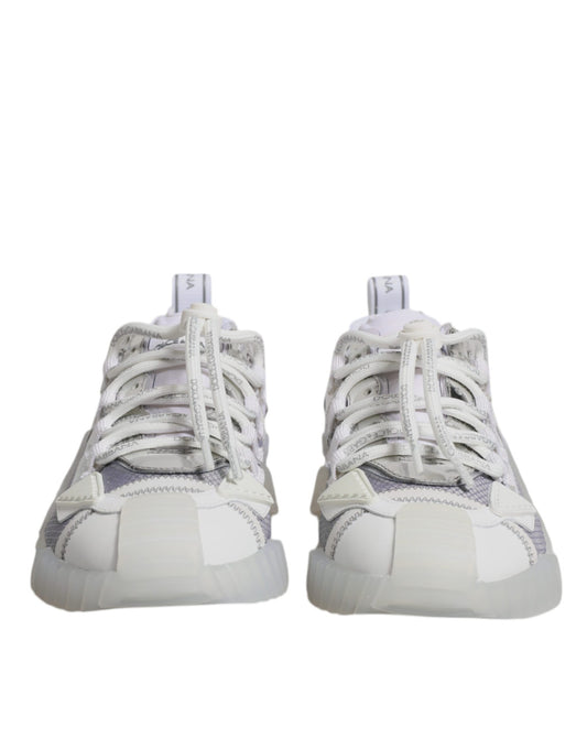 Pair of multicolored nylon sneakers with laces and a low top