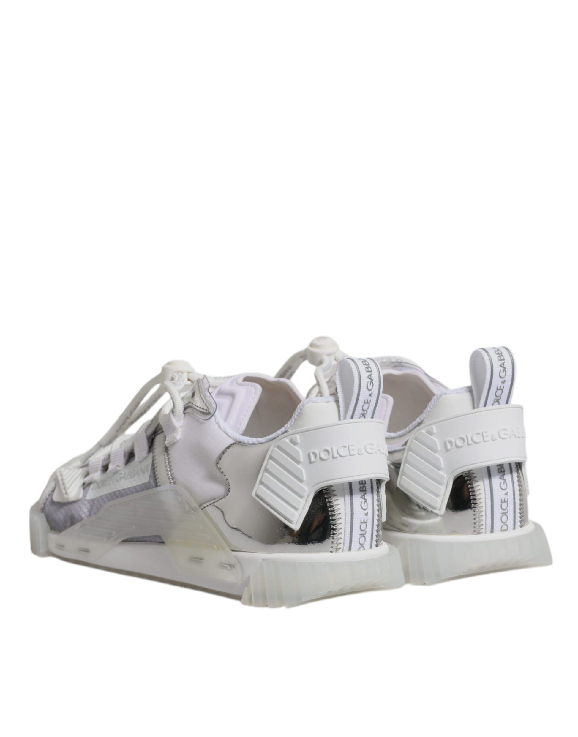 Pair of multicolored nylon sneakers with laces and brand logo