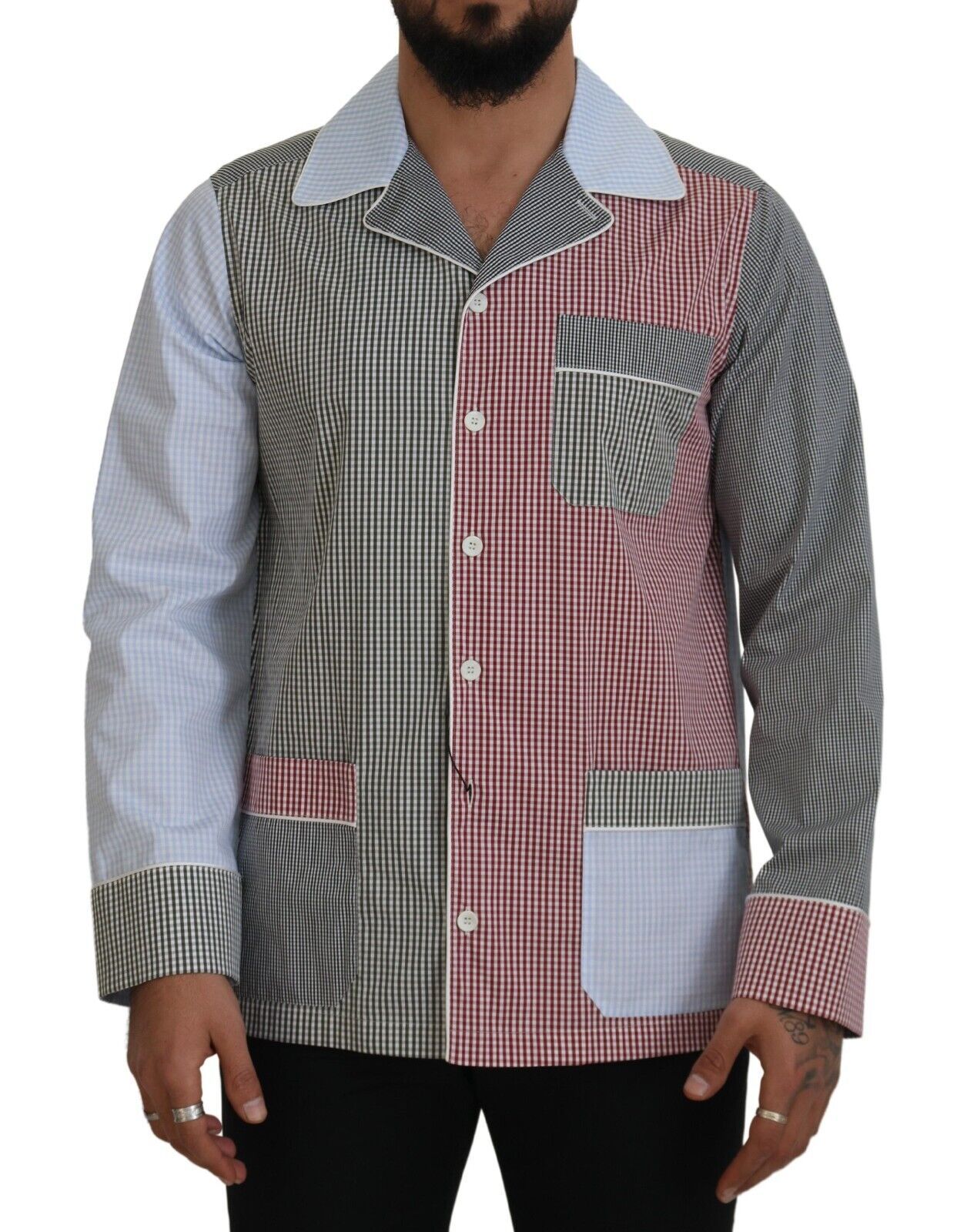 Men's plaid shirt with long sleeves and collar