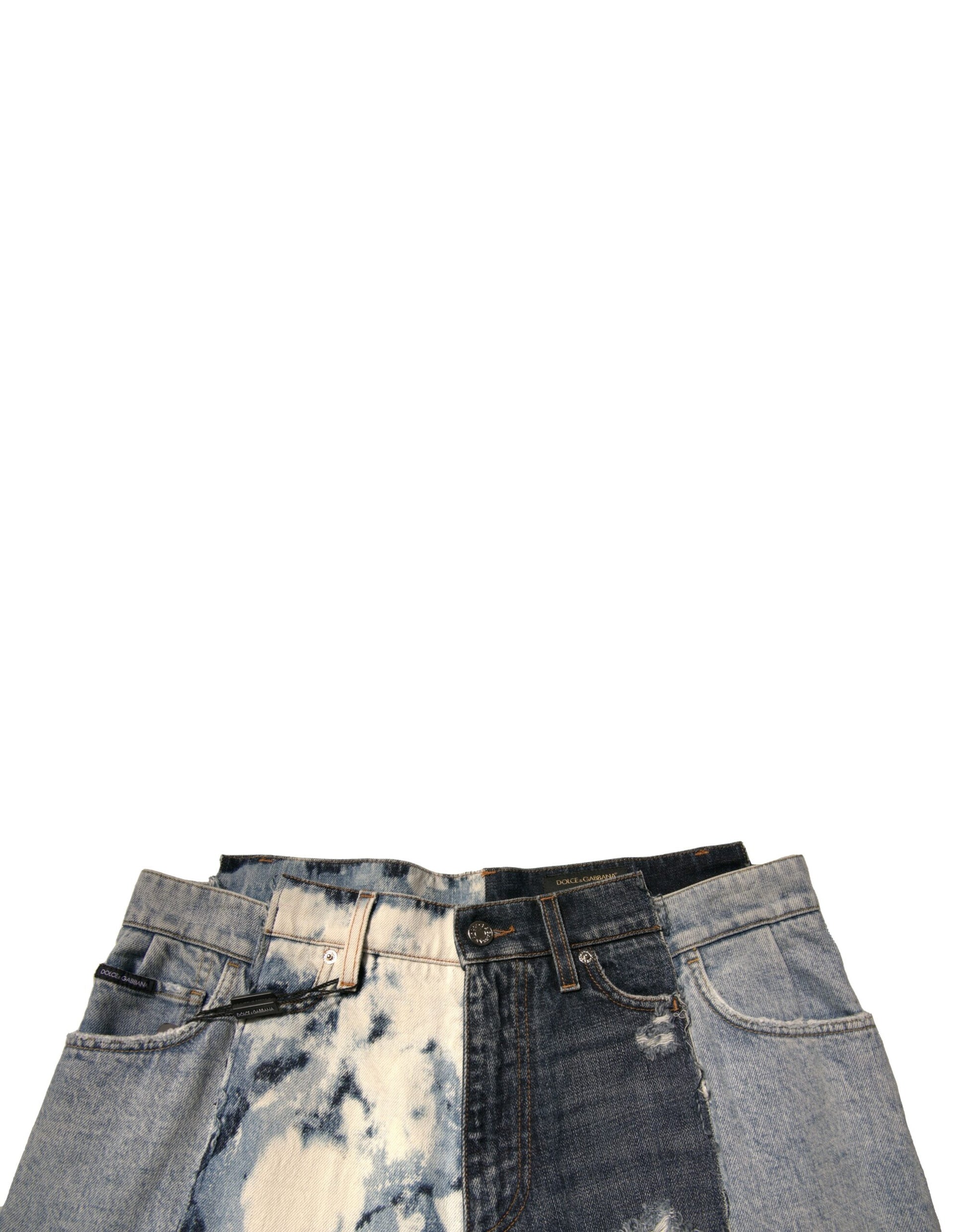 Blue denim shorts with distressed design