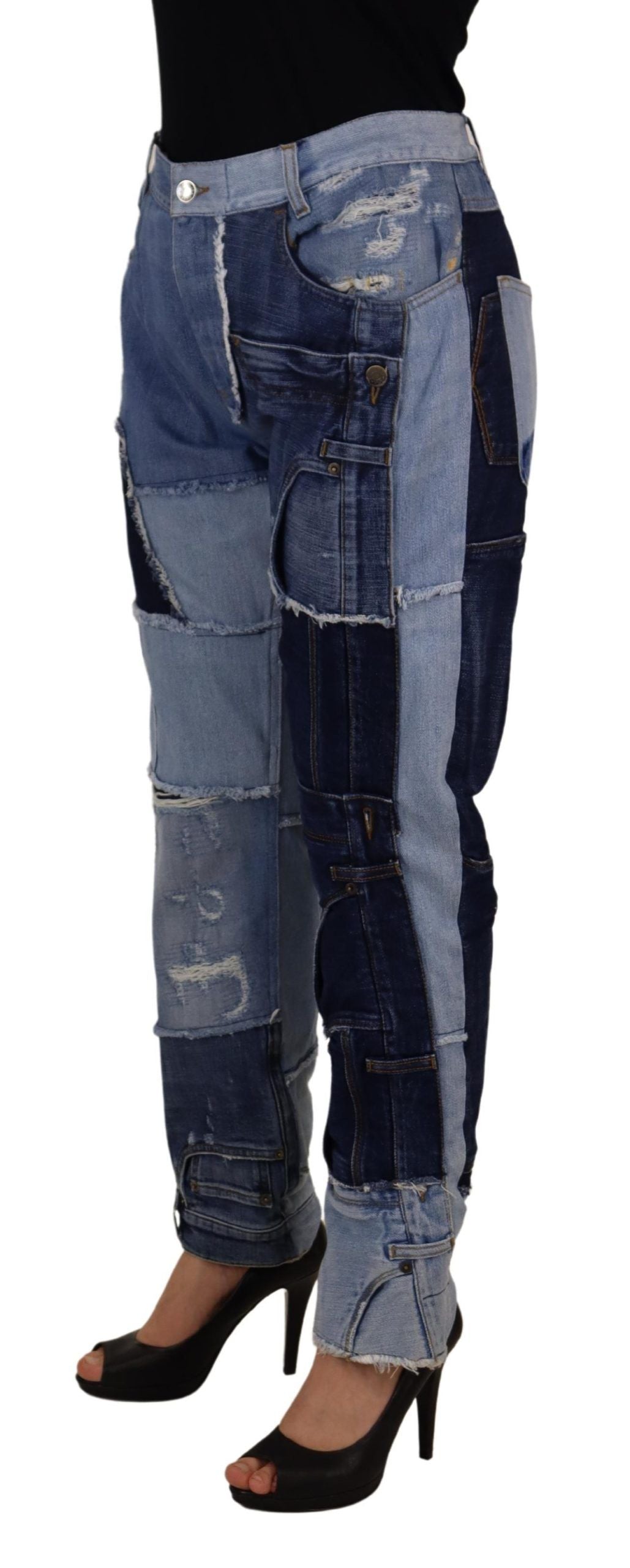 Pair of distressed jeans on a mannequin