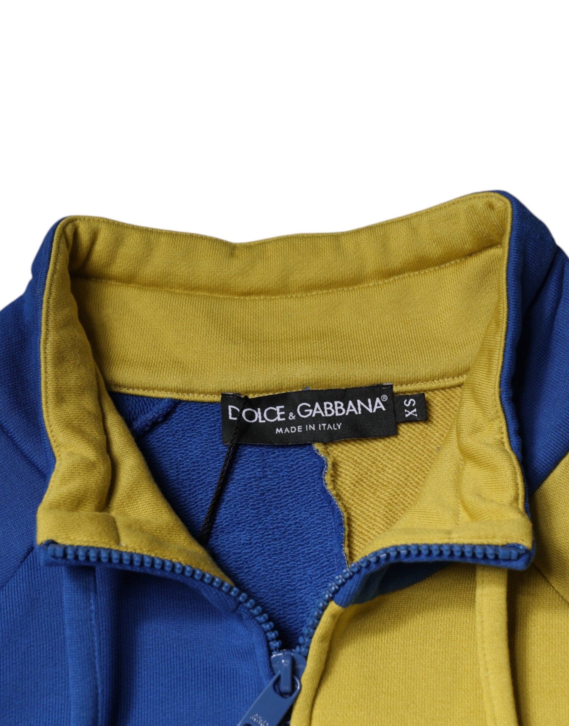 Blue and yellow jacket on hanger