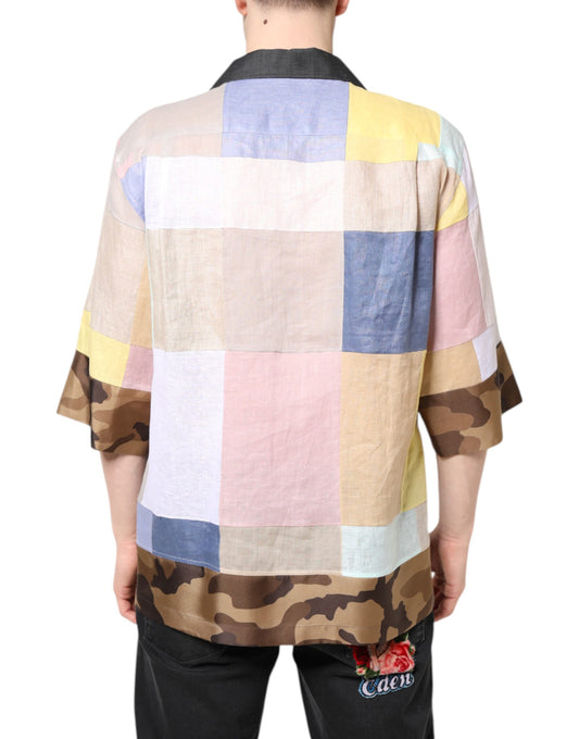 Multicolored patchwork jacket on a mannequin