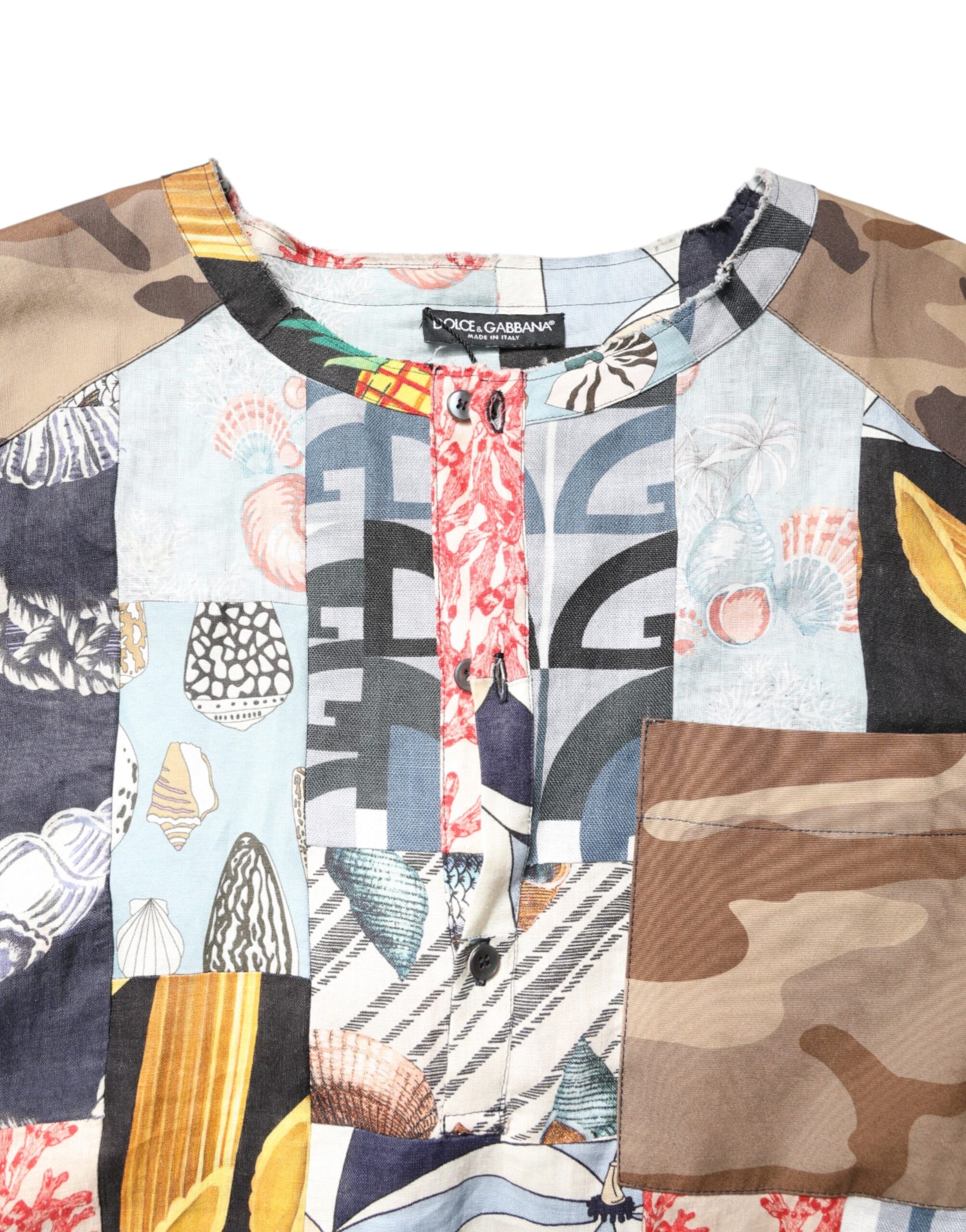 Multicolored shirt with various patterns and designs