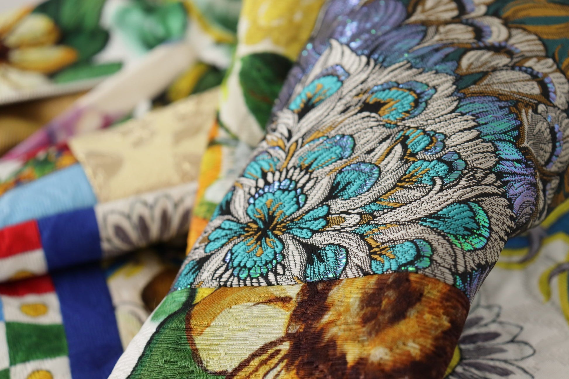 Colorful fabric with floral pattern